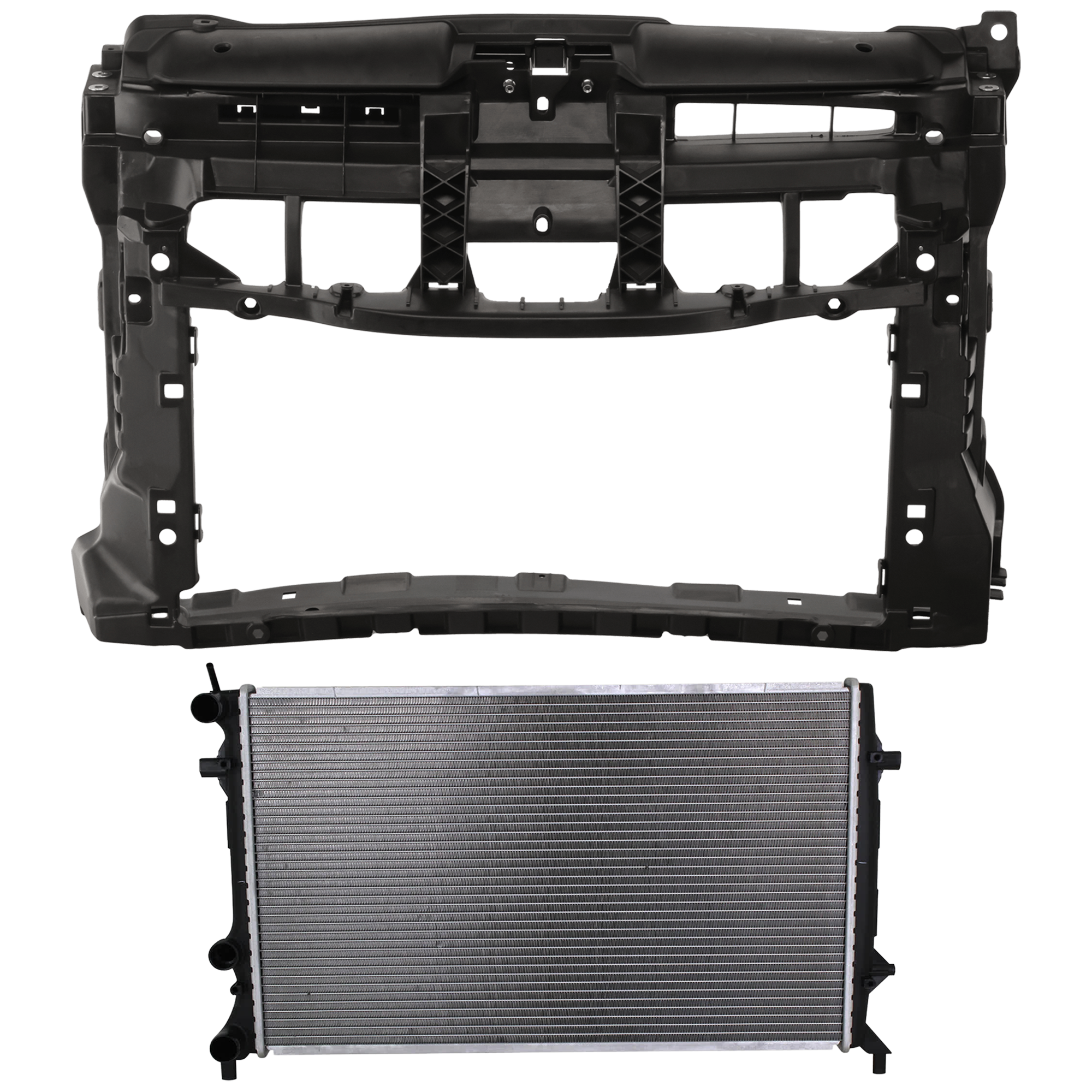 AM BEETLE 12-14 RADIATOR SUPPORT 2 pc Kit 2.5L Eng. with Radiator SKU KIT 050726-45 Partslink VW1225139 VW3010158 OEM 5C5805588AF 5C0121251E
