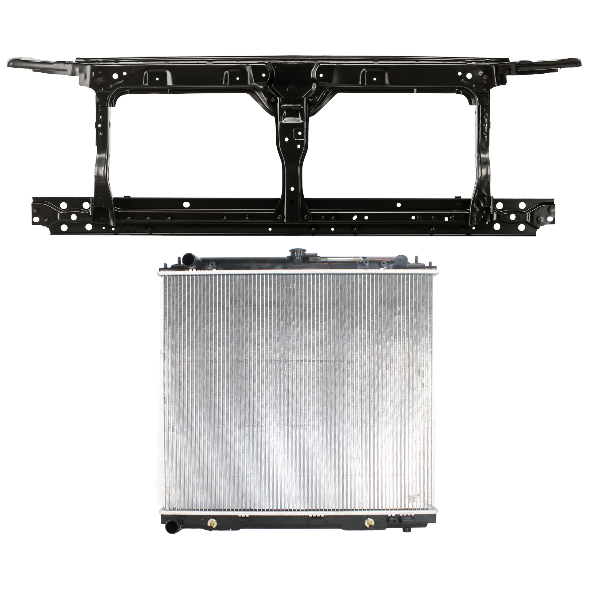 AM FRONTIER 10-14 RADIATOR SUPPORT 2 pc Kit 2.5L Eng. with Radiator SKU KIT 050726-46 Partslink NI1225189 NI3010207 OEM F2500ZL8MA 214609BA0E