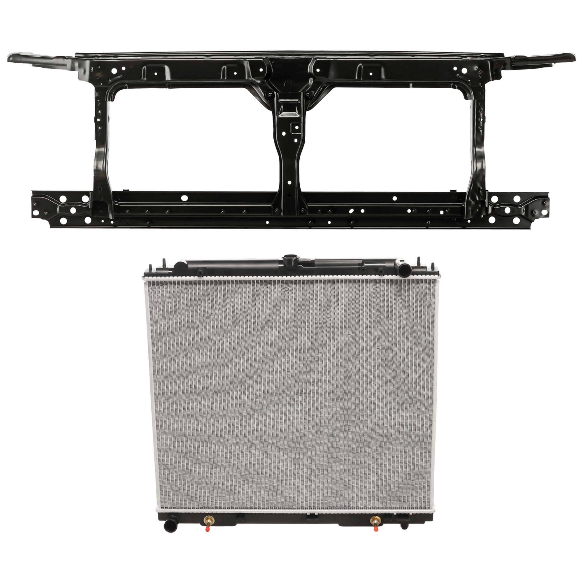 AM FRONTIER 10-14 XTERRA 09-14 RADIATOR SUPPORT 2 pc Kit 4.0L Eng. with Radiator SKU KIT 050726-47 Partslink NI1225189 NI3010204 OEM F2500ZL8MA 214609CA2E