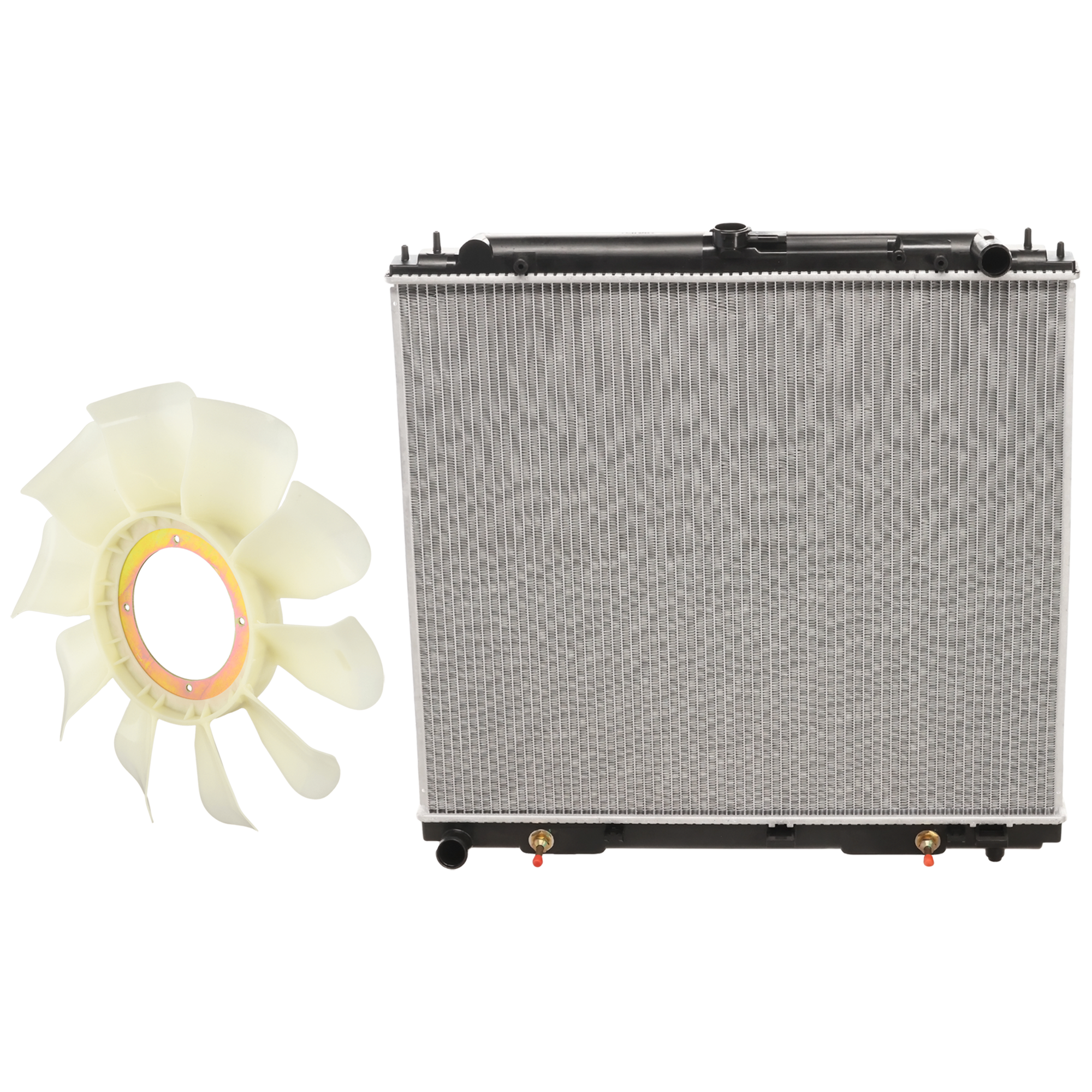 AM FRONTIER 05-18 PATHFINDER 05-12 RADIATOR 2 pc Kit 4.0L Eng. with Fan Blade SKU KIT 050726-49 Partslink NI3010204 NI3112129 OEM 214609CA2E 21060EA200
