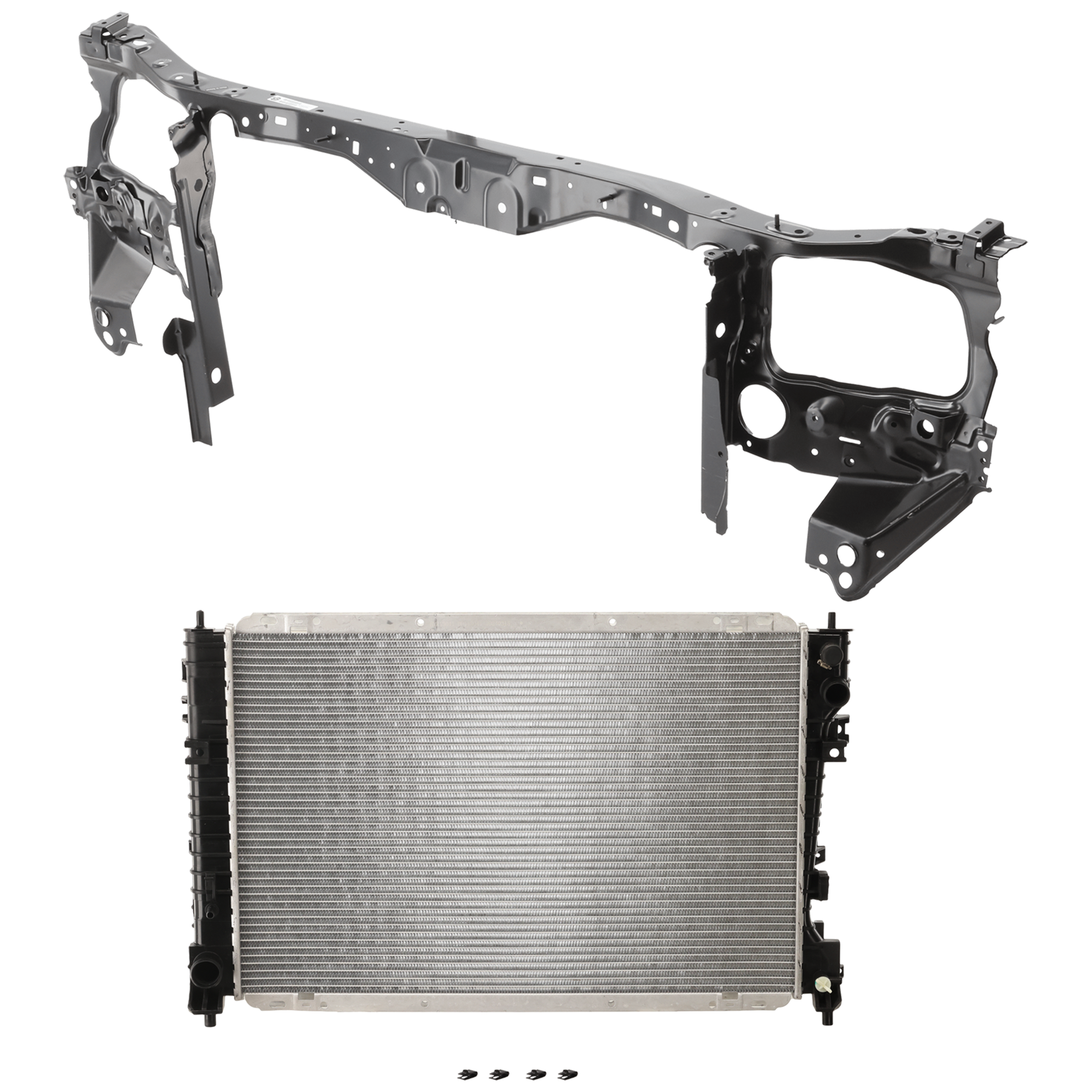 AM ESCAPE 09-12 MARINER 09-11 RADIATOR SUPPORT 2 pc Kit Assembly with Radiator SKU KIT 050826-14 Partslink FO1225199 FO3010278 OEM AL8Z16138A H2MZ8005R