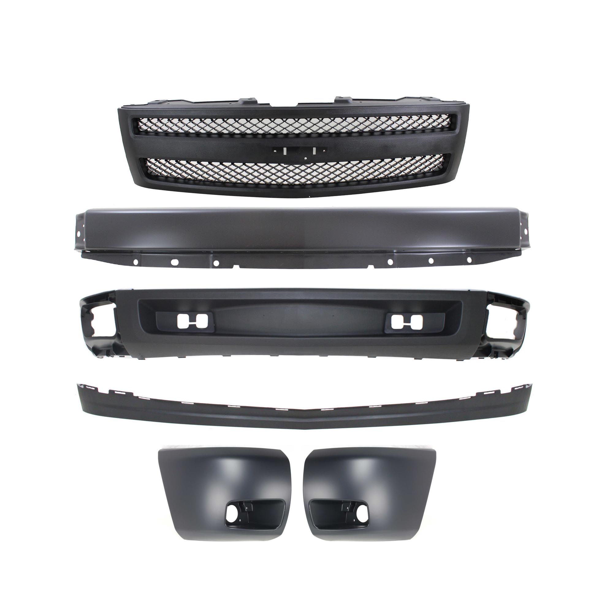 AM SILVERADO 1500-07-08 GRILLE 6 pc Kit with Bumper Bumper Ends Lower Air Deflector and Lower Air Deflector Extension SKU KIT 050917-22 Partslink GM1200578 GM1002828 GM1004147 GM1005147 GM1092192 GM1092191 OEM 25810706-22829433-15836962-158