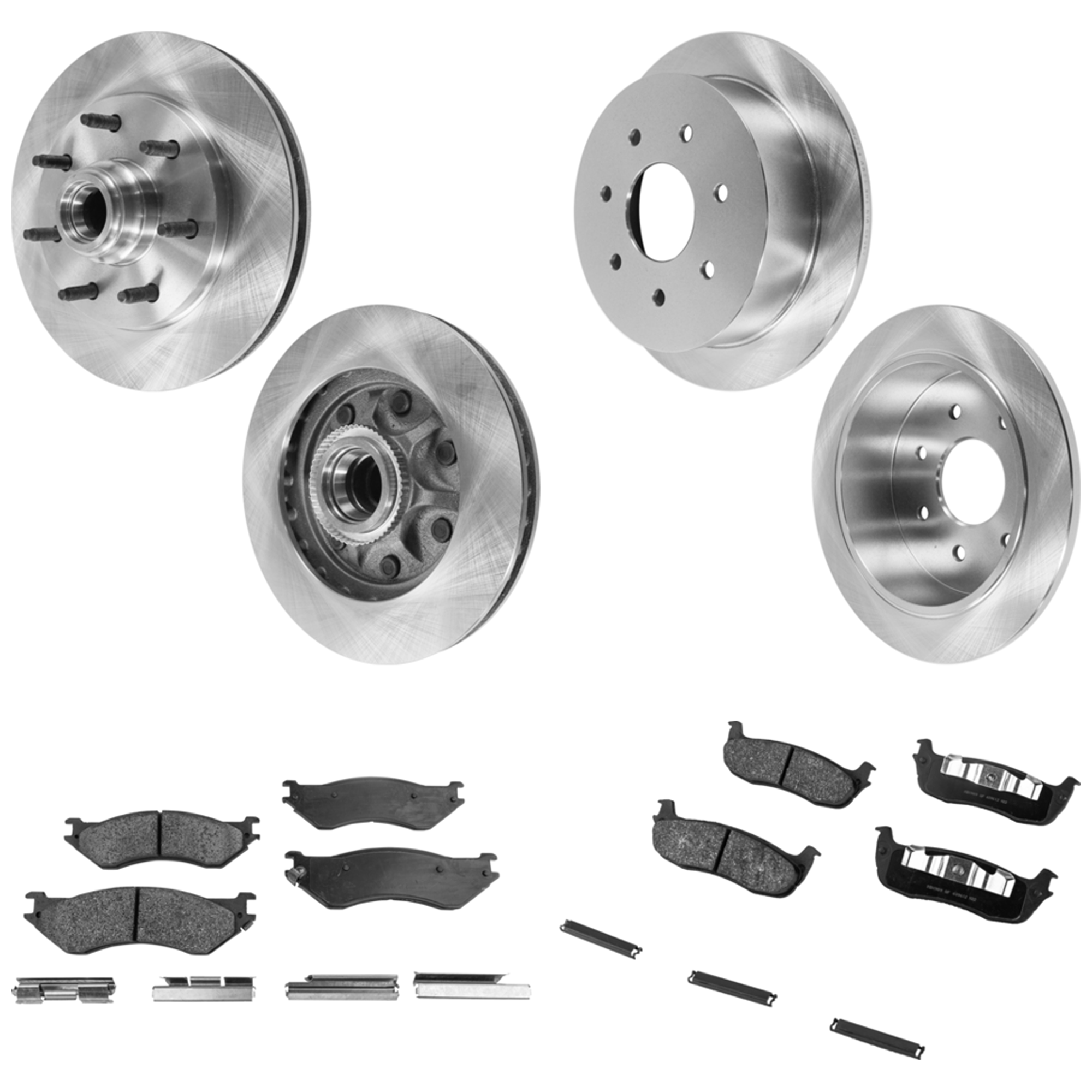 AM F 150-01-03 F 150 HERITAGE 04-04 FRONT AND REAR BRAKE DISC AND PAD KIT 8 pc kit SKU KIT 050923-41 OEM F75Z2C026CC 27260-54051-66654