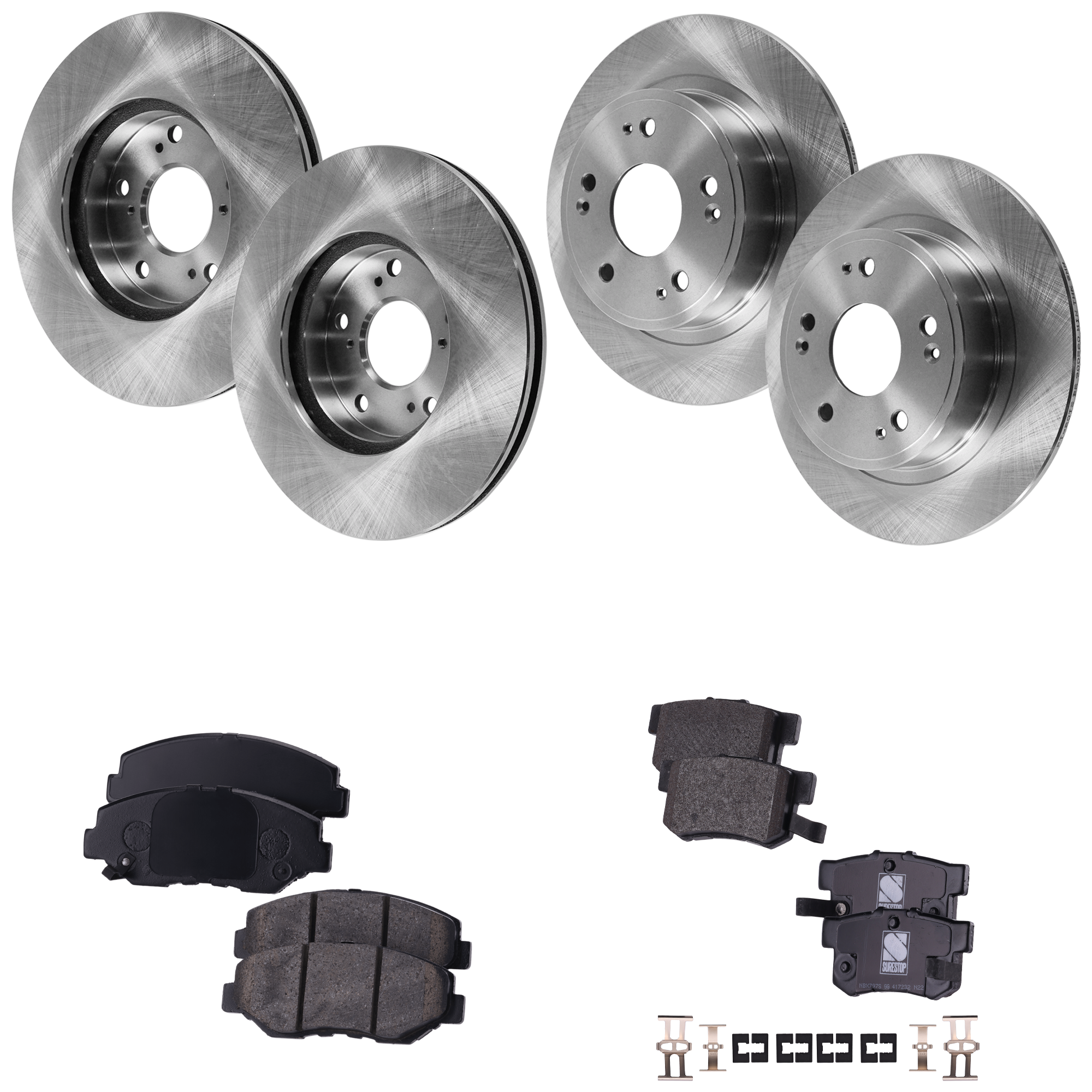 AM ACCORD 05-05 FRONT AND REAR BRAKE DISC AND PAD KIT 8 pc kit SKU KIT 050923-43 OEM 42510SFY000-42510TA0A00-42510T