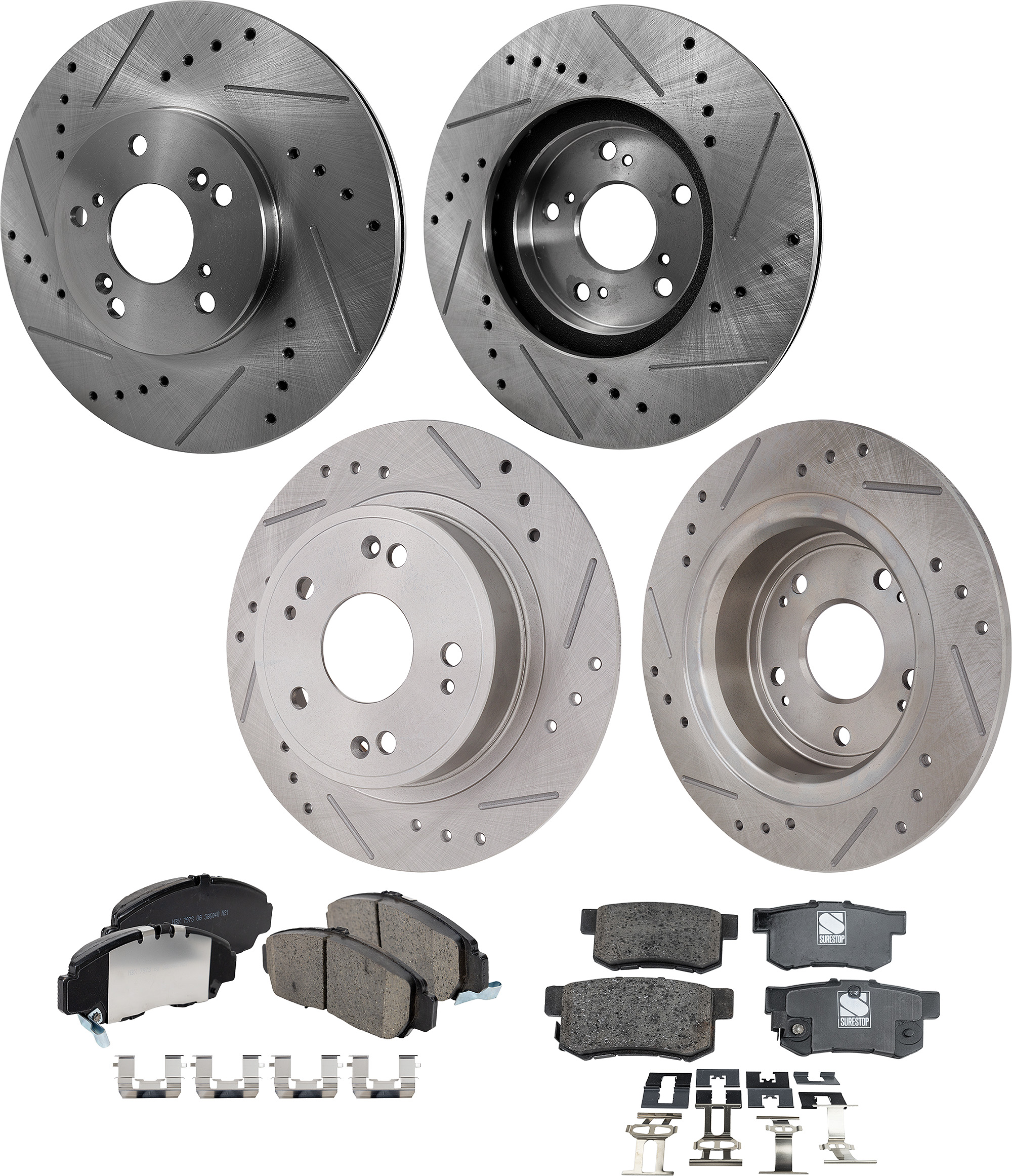 AM ACCORD 06-07 FRONT AND REAR BRAKE DISC AND PAD KIT 8 pc Kit SKU KIT 050923-48 OEM 19930-31275-31354-31519-96
