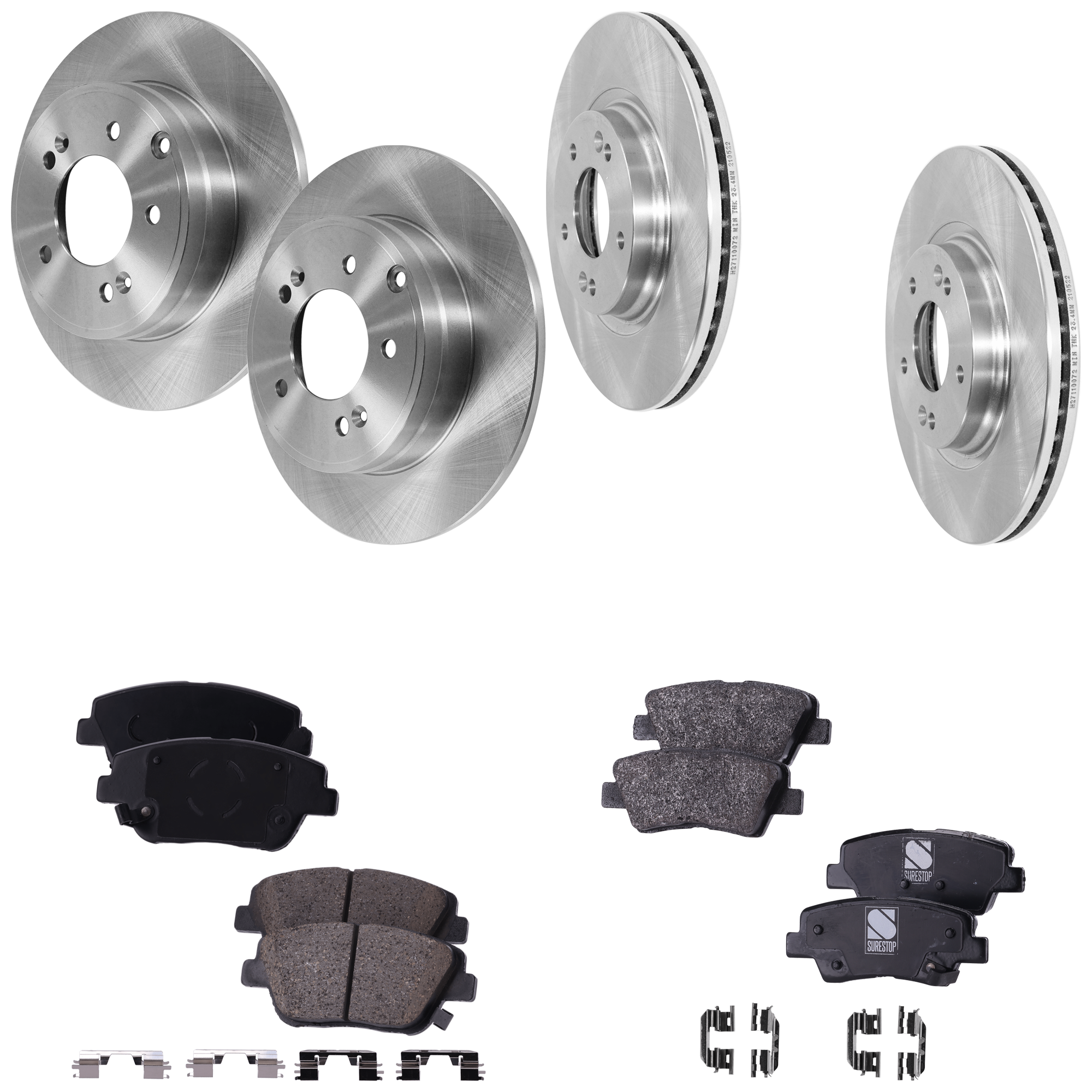 AM OPTIMA 16-16 FRONT AND REAR BRAKE DISC AND PAD KIT 8 pc kit SKU KIT 050923-53 OEM 584110A100-51712C2000-583022TA