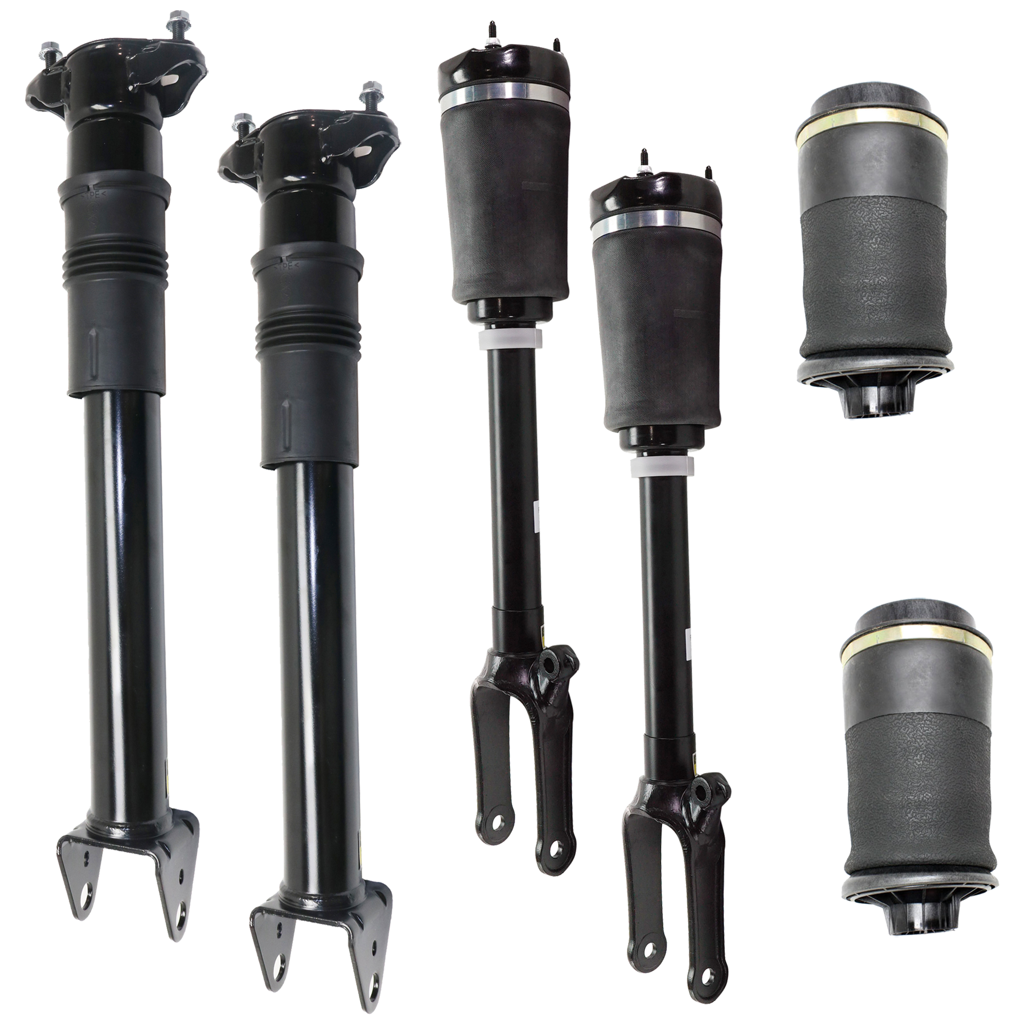 AM GL CLASS 07-12 FRONT AND REAR SUSPENSION KIT RH AND LH New w Strut and Airmatic w o Active Damping System Set of 6 SKU KIT 050924-02 OEM 1643200225-1643200425-16432006