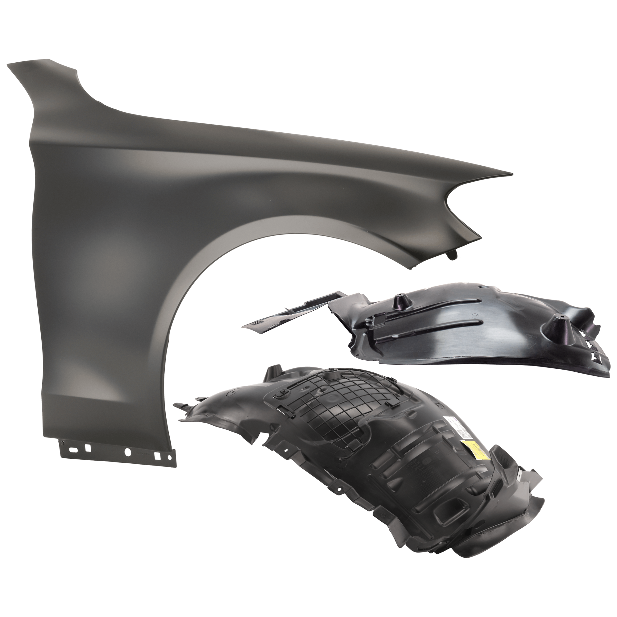 AM C300 C43 AMG 18-21 FRONT FENDER RH 3 pc Kit Primed with Fender Liners SKU KIT 050926 AE1000 Partslink MB1241150 MB1249195 MB1249181 OEM 2058800218-2056913400-20569034