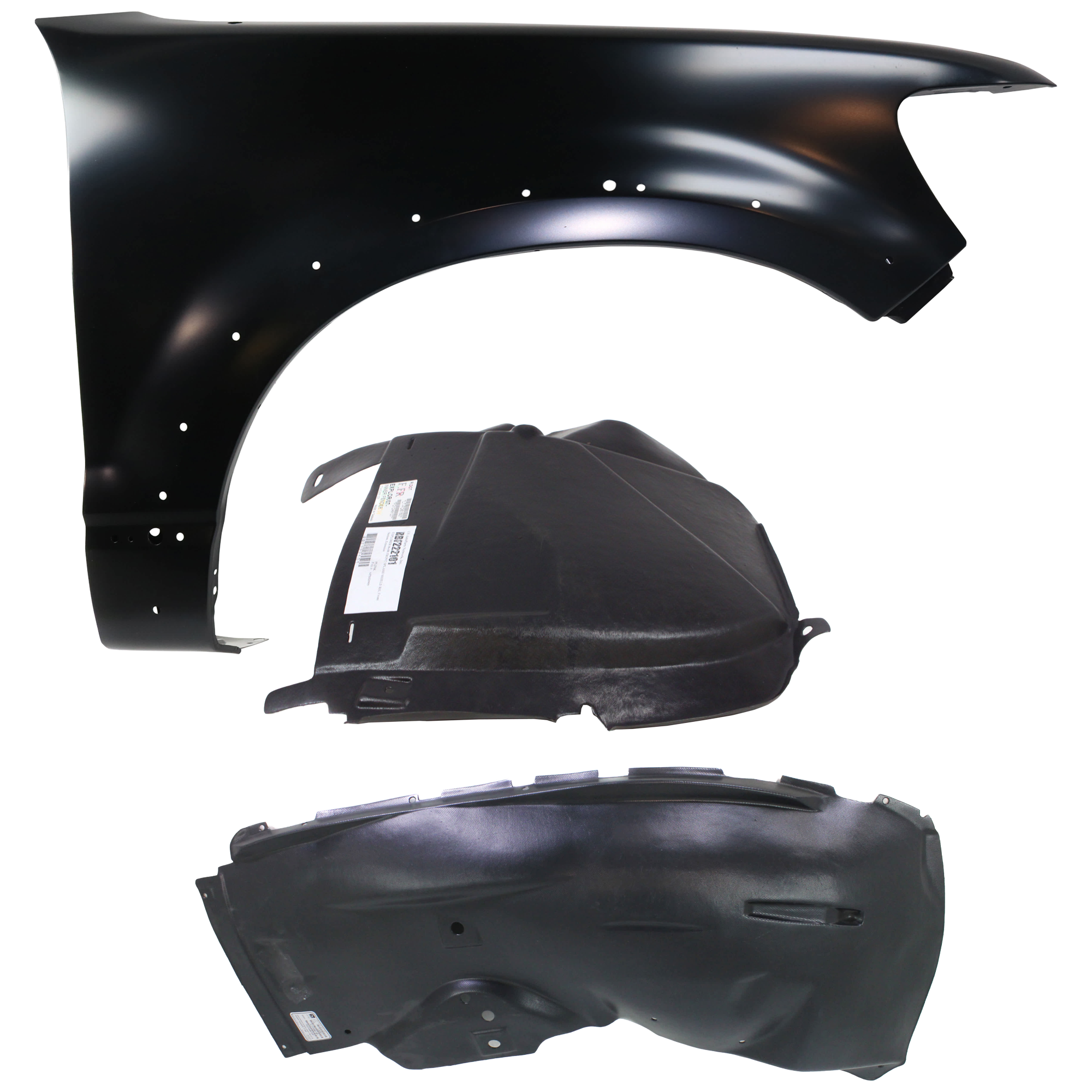 AM EXPLORER 06-10 FRONT FENDER RH 3 pc Kit Primed with Fender Liners SKU KIT 050926 AE1002 Partslink FO1241248 FO1249127 FO1249133 OEM 6L2Z16005BA 6L2Z16184AA 6L2Z16