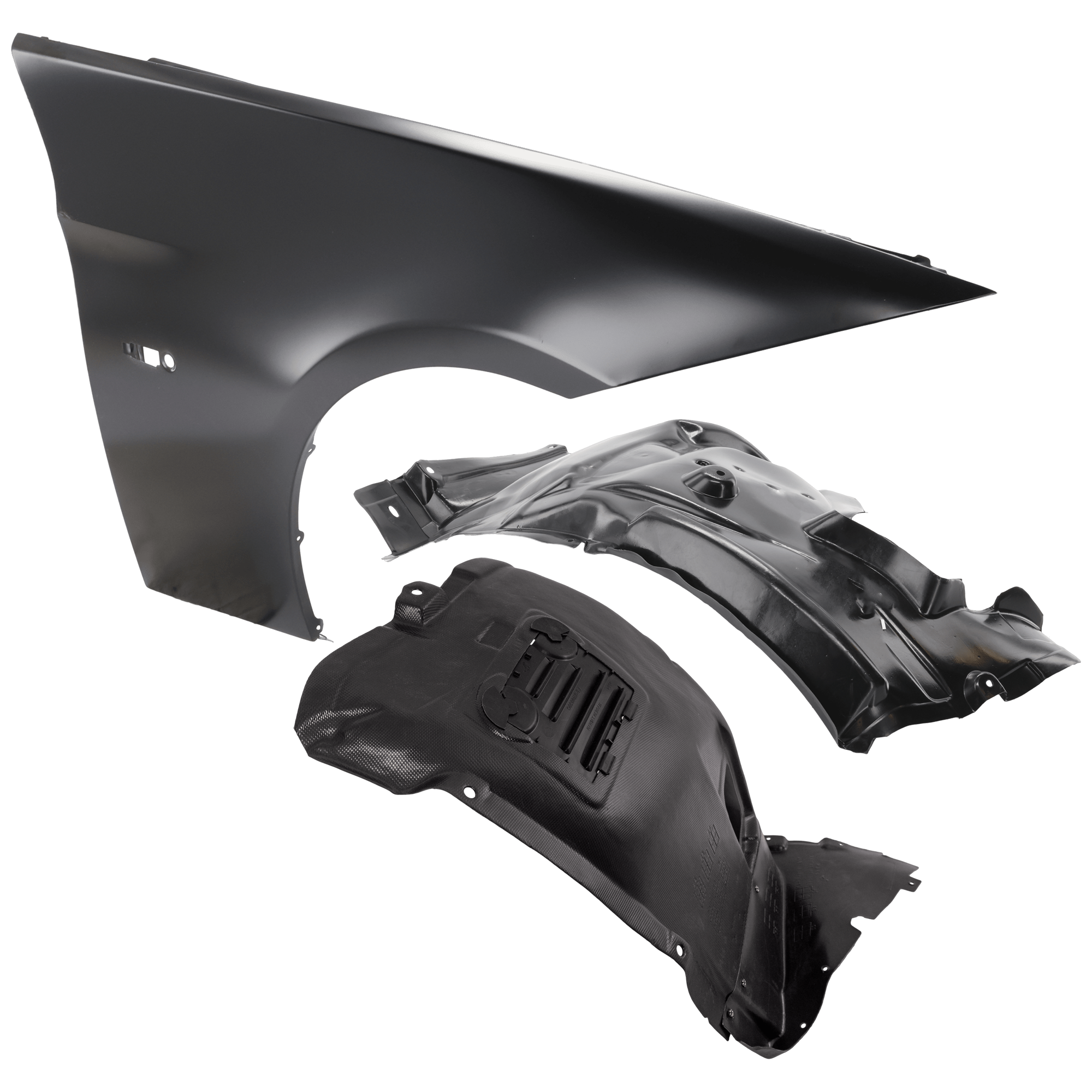 AM 328I 07-12 FRONT FENDER RH 3 pc Kit Primed with Fender Liners SKU KIT 050926 AE1007 Partslink BM1241138 BM1251115 OEM 41357135680-51718040102-517170
