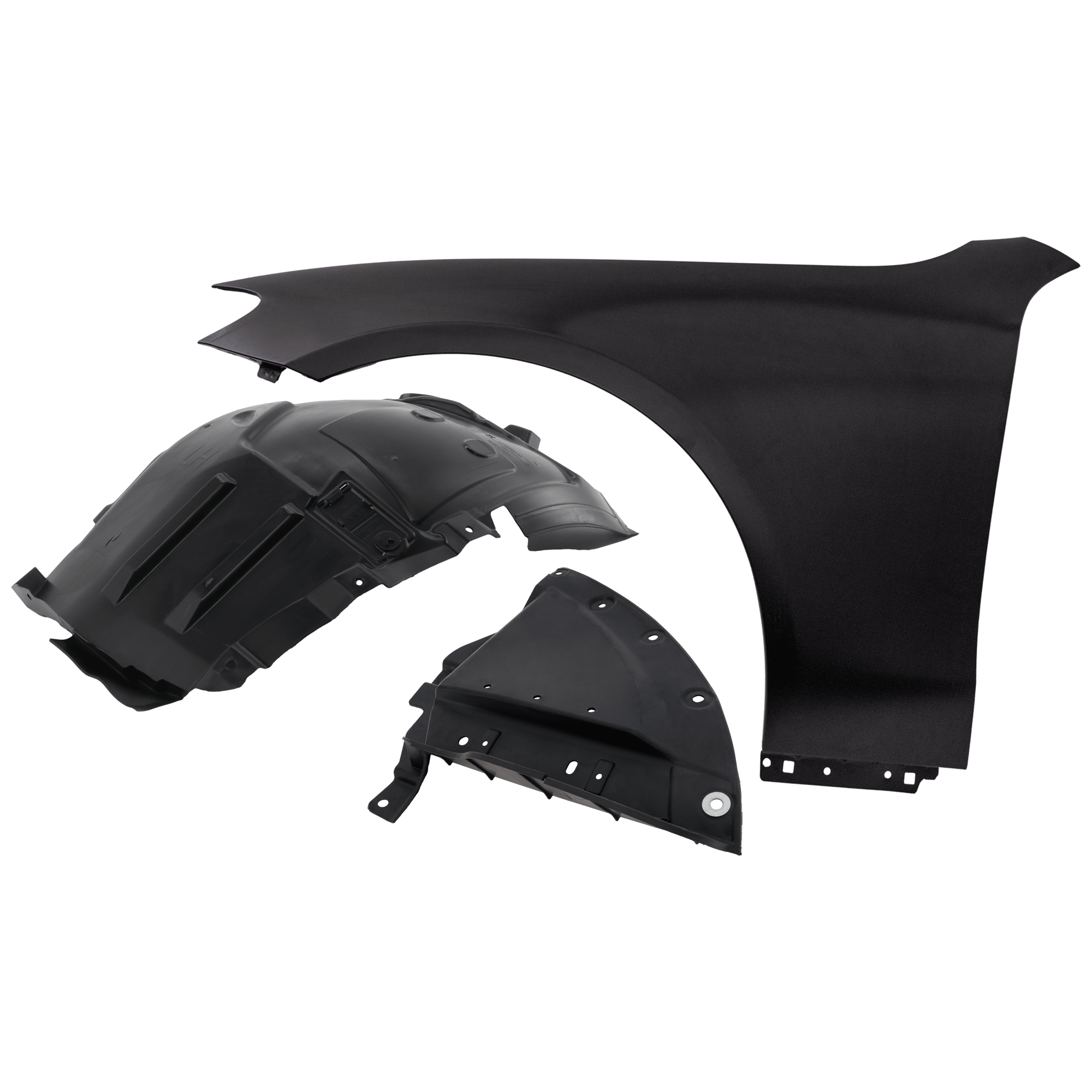 AM E450-19-23 FRONT FENDER LH 3 pc Kit Primed with Fender Liners SKU KIT 050926 AE1009 Partslink MB1240166 MB1248190 MB1248185 OEM 2388800106-2386911700-23869015