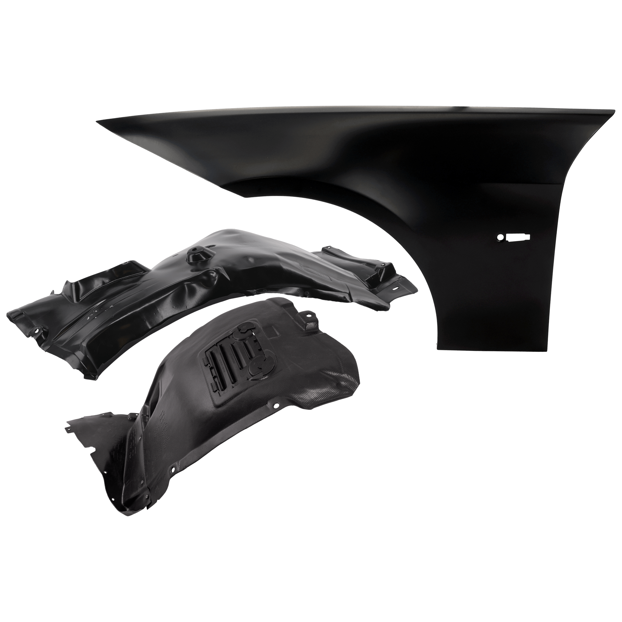 AM 328I 07-12 FRONT FENDER LH 3 pc Kit Primed with Fender Liners SKU KIT 050926 AE1014 Partslink BM1240138 BM1250115 OEM 41357135679-51718040101-517170