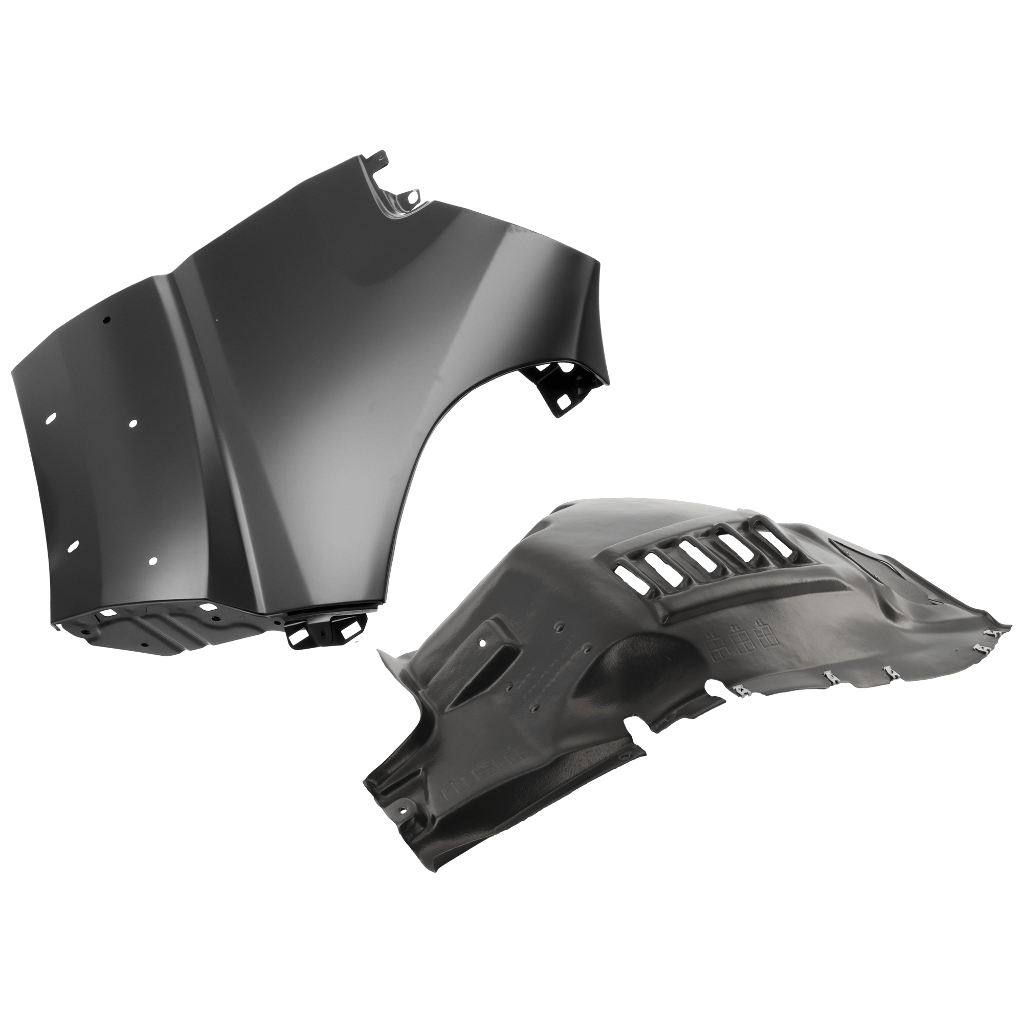 AM PROMASTER 1500-2500-3500-14-22 FRONT FENDER RH 2 pc Kit Primed with Fender Liner SKU KIT 050926 AE1016 Partslink CH1241286 CH1249197 OEM 68213477AB 68193702AC