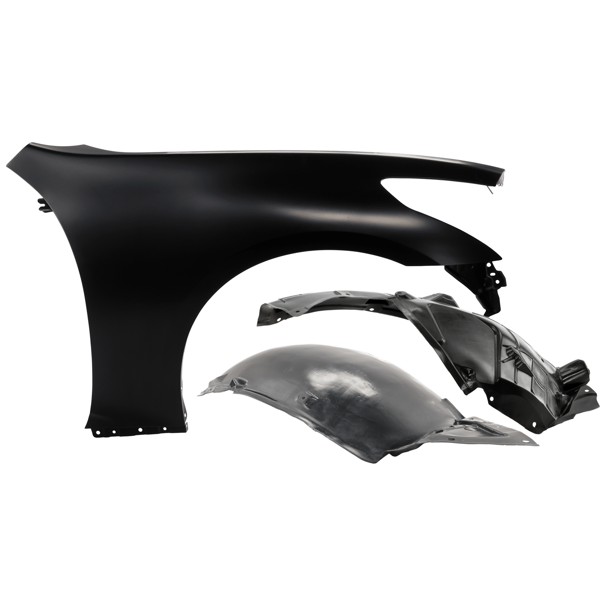 AM G37-10-13 FRONT FENDER RH 3 pc Kit Primed with Fender Liners SKU KIT 050926 AE1039 Partslink IN1241111 IN1249119 IN1249107 OEM F3100JK0AA 63844JK30A 63842JK0