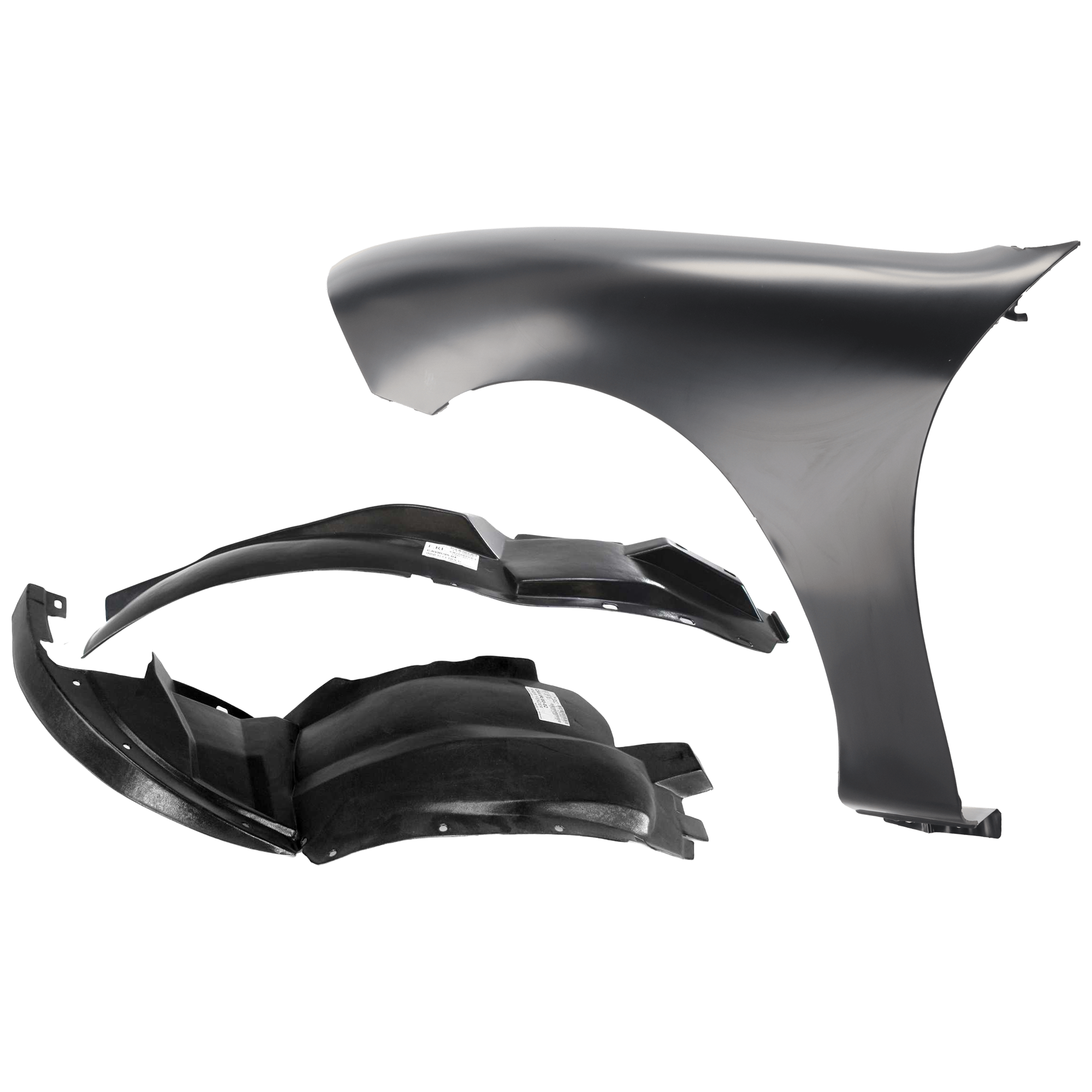 AM CAVALIER 00-02 FRONT FENDER LH 3 pc Kit Primed with Fender Liners SKU KIT 050926 AE1064 Partslink GM1240287 GM1248115 GM1248113 OEM 88955574-22605365-22613215