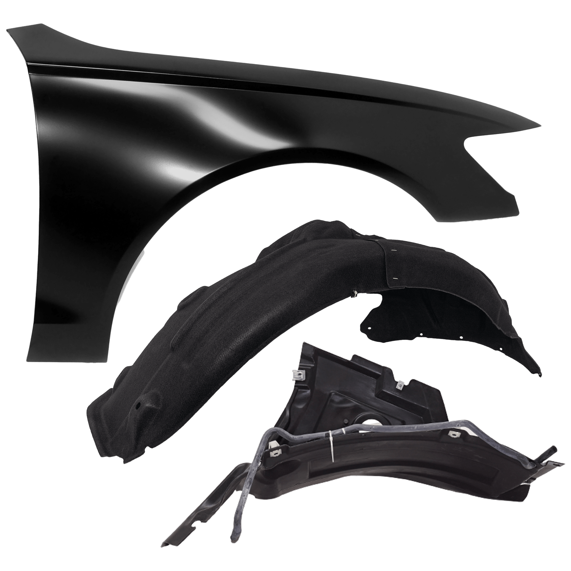 AM A6 S6-16-17 FRONT FENDER RH 3 pc Kit Primed with Fender Liners SKU KIT 050926 AE1066 Partslink AU1241125 AU1249126 AU1251110 OEM 4G0821102-4G0821134D PFM 4G085