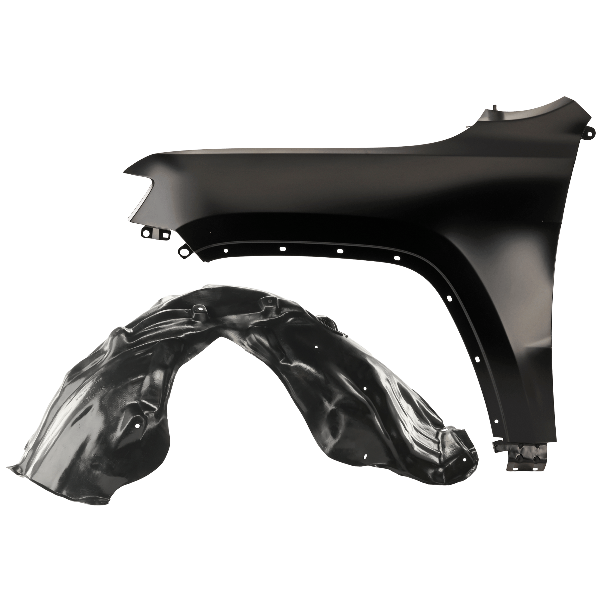 AM GRAND CHEROKEE 11-21 GRAND CHEROKEE WK 22-22 FRONT FENDER LH Primed with Fender Liner SKU KIT 050926 AE106 Partslink CH1240272 CH1248153 OEM 55369597AF 55079293AL