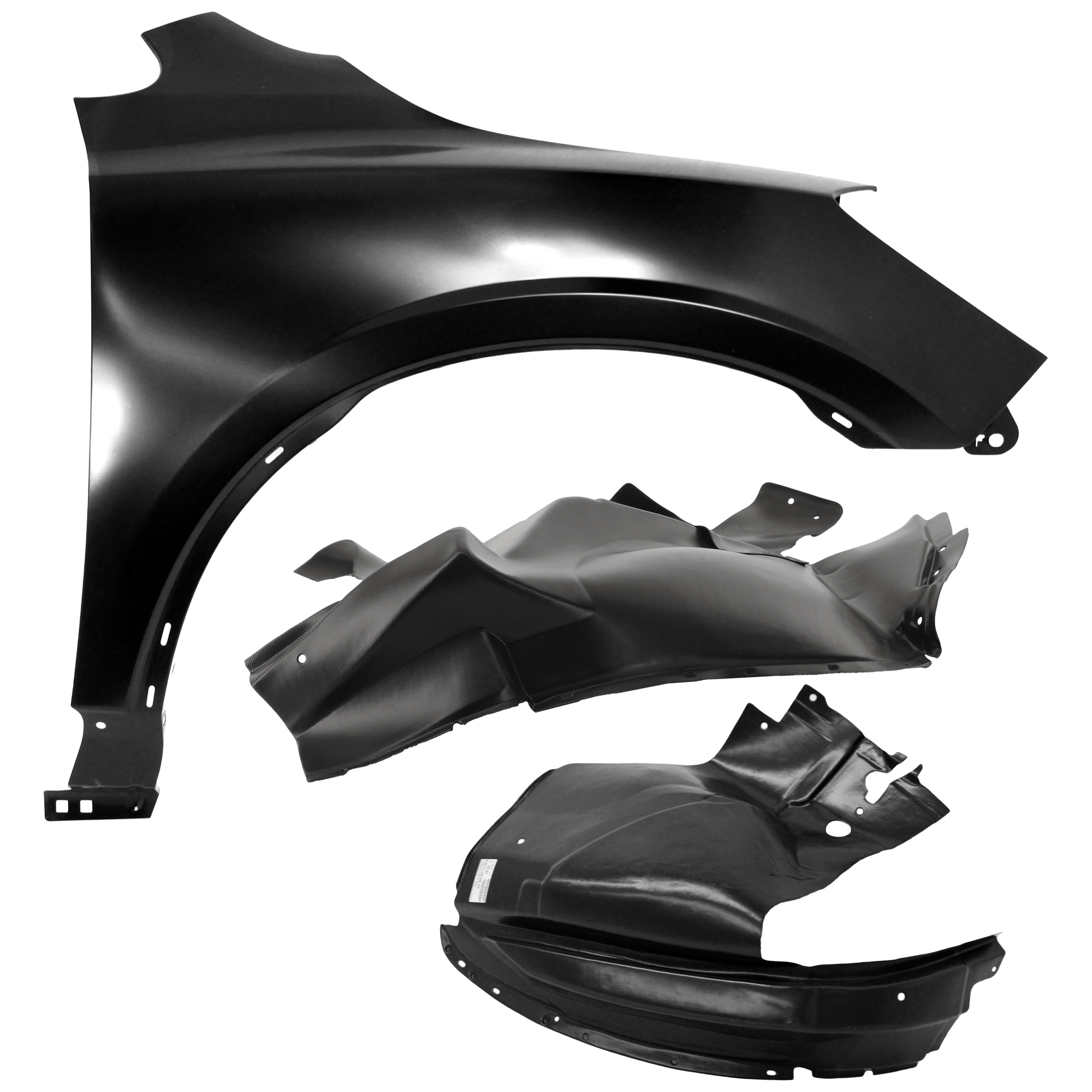 AM ENCLAVE 08-12 FRONT FENDER RH 3 pc Kit Primed with Fender Liners SKU KIT 050926 AE1074 Partslink GM1241347 GM1249197 OEM 20793343-25849002-25965592 PFM