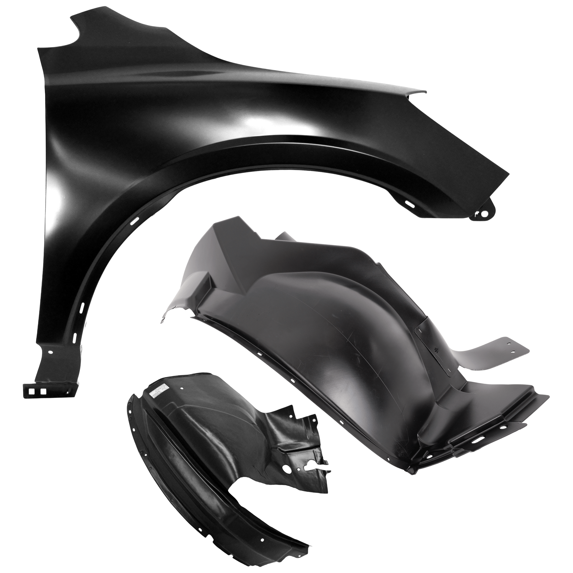 AM ENCLAVE 08-12 FRONT FENDER RH 3 pc Kit Primed with Fender Liners SKU KIT 050926 AE1076 Partslink GM1241347 GM1249197 GM1249196 OEM 20793343-25849002-25965592