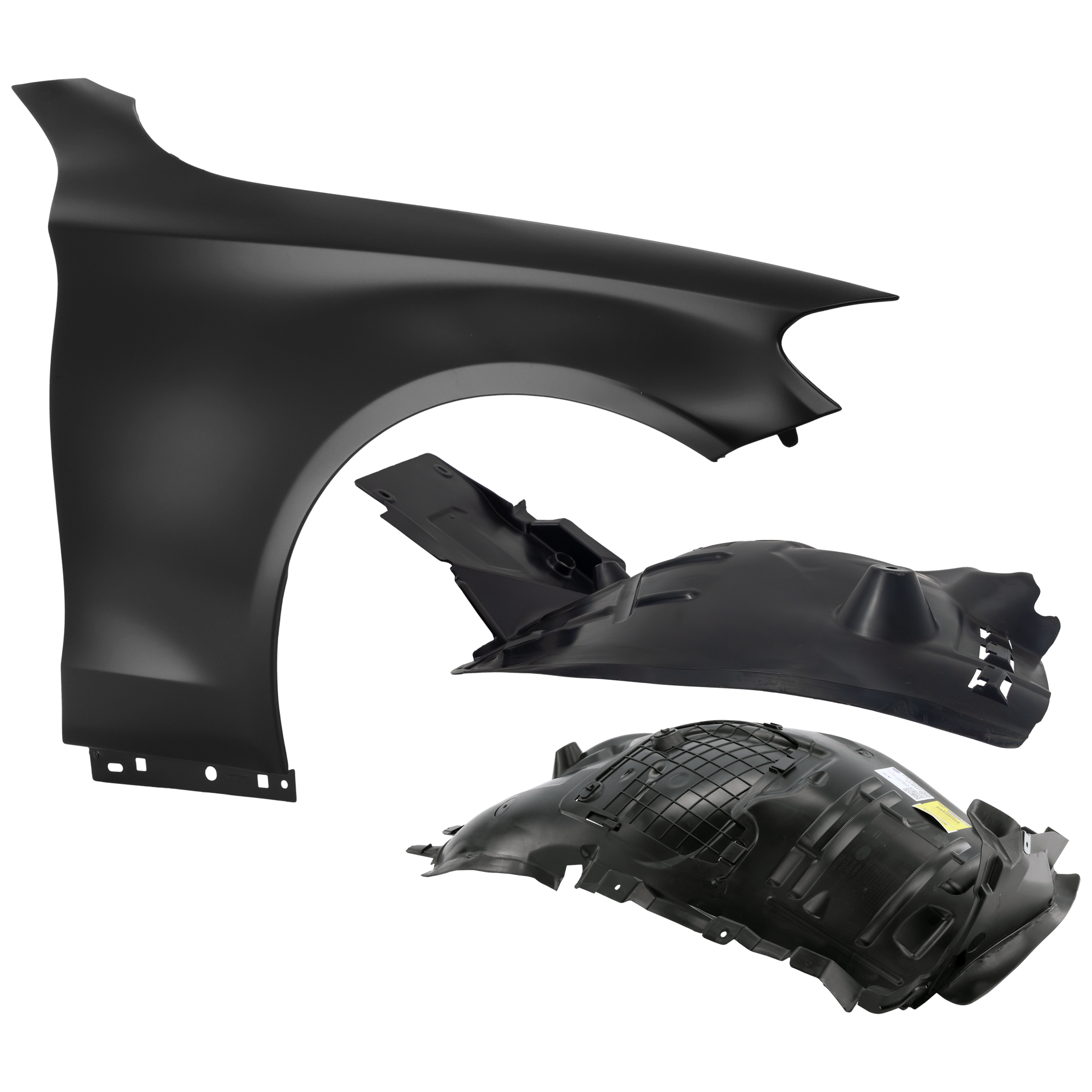 AM C300-15-17 FRONT FENDER RH 3 pc Kit Primed with Fender Liners SKU KIT 050926 AE1078 Partslink MB1241150 MB1249192 MB1249181 OEM 2058800218-205691280064-205690