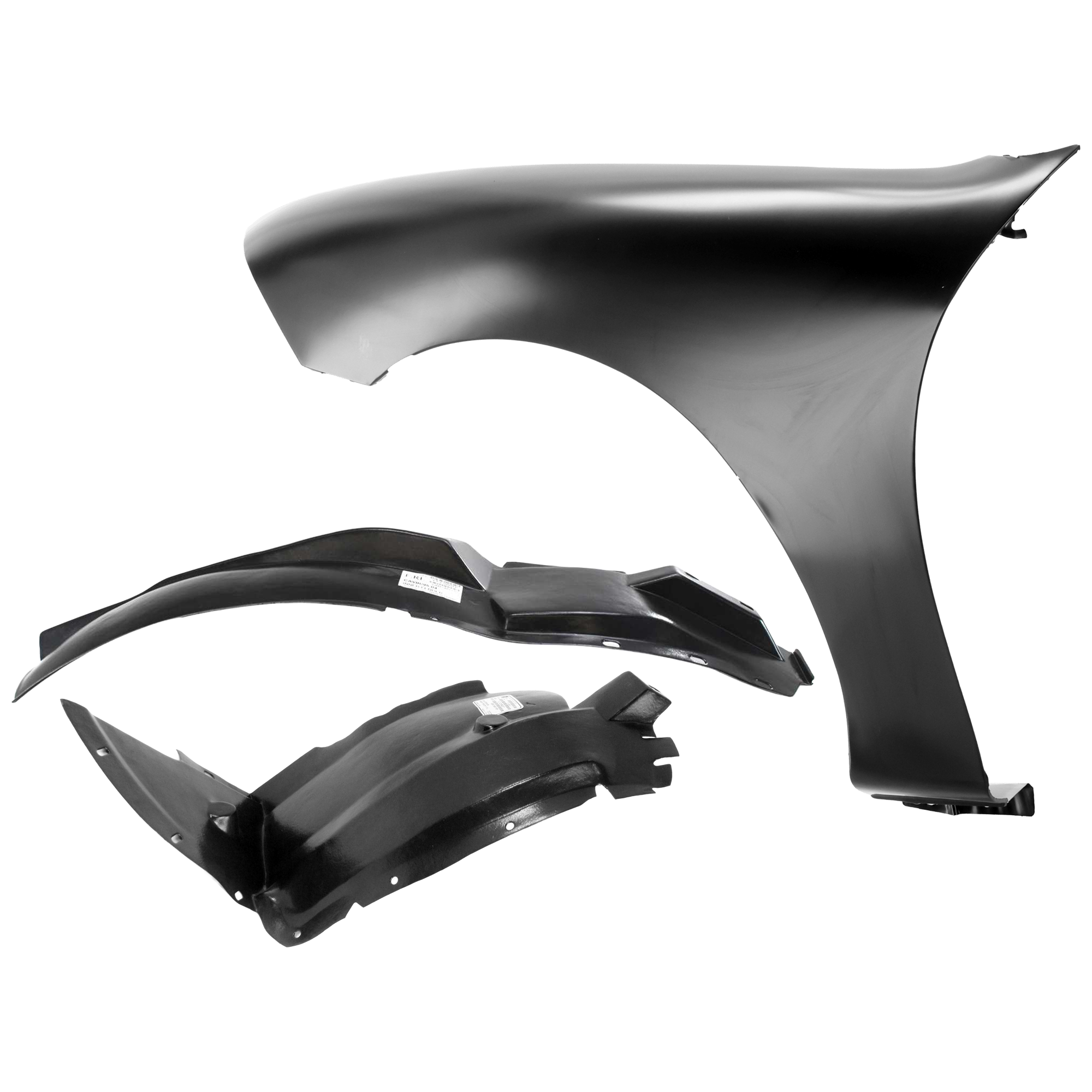 AM CAVALIER 03-05 FRONT FENDER LH 3 pc Kit Primed with Fender Liners SKU KIT 050926 AE1090 Partslink GM1240287 GM1248119 GM1248113 OEM 88955574-22708175-22613215