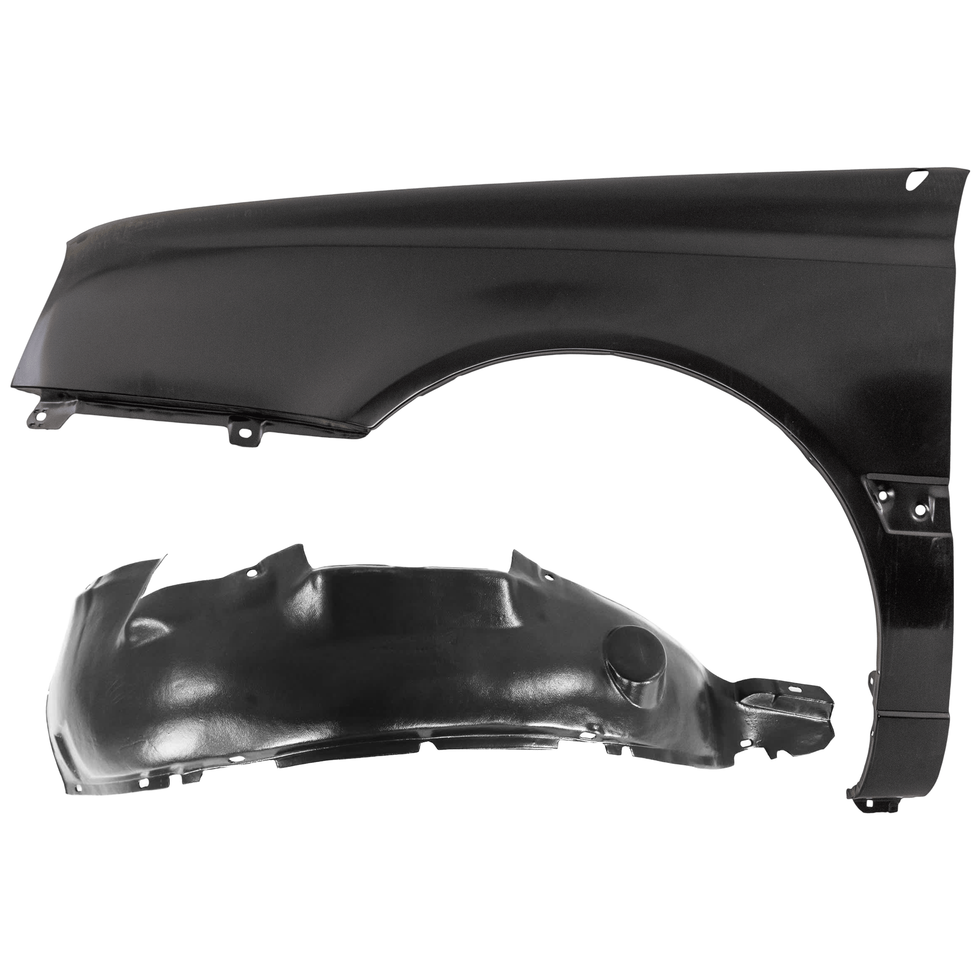AM GOLF JETTA 93-99 FRONT FENDER LH 2 pc Kit Primed with Fender Liner SKU KIT 050926 AE1097 Partslink VW1240125 VW1248102 OEM 1HM821021-1H0809961A