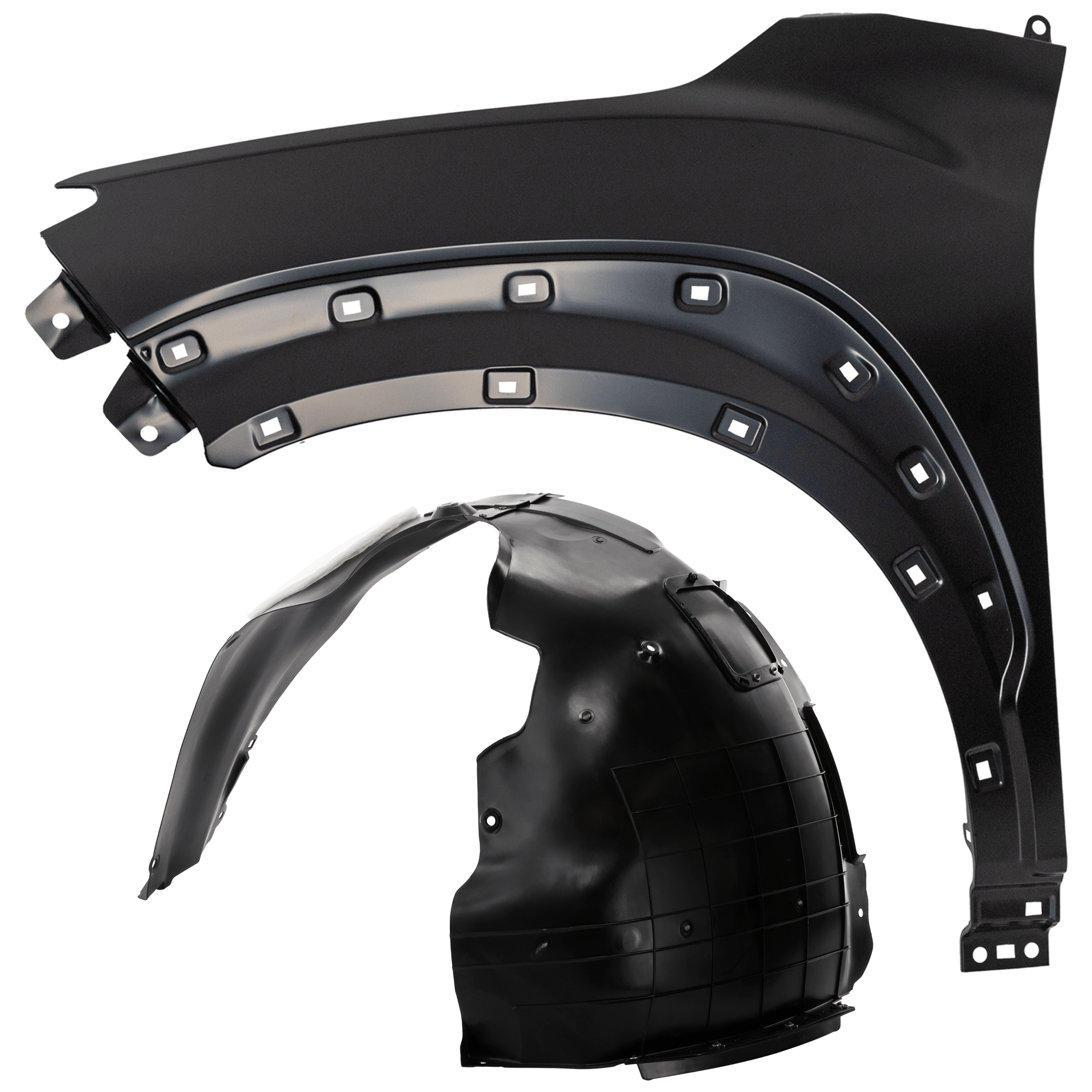 AM KONA 22-23 FRONT FENDER LH 2 pc Kit Primed with Fender Liner SKU KIT 050926 AE1108 OEM 66311J9000-86811J9CA0 PFM
