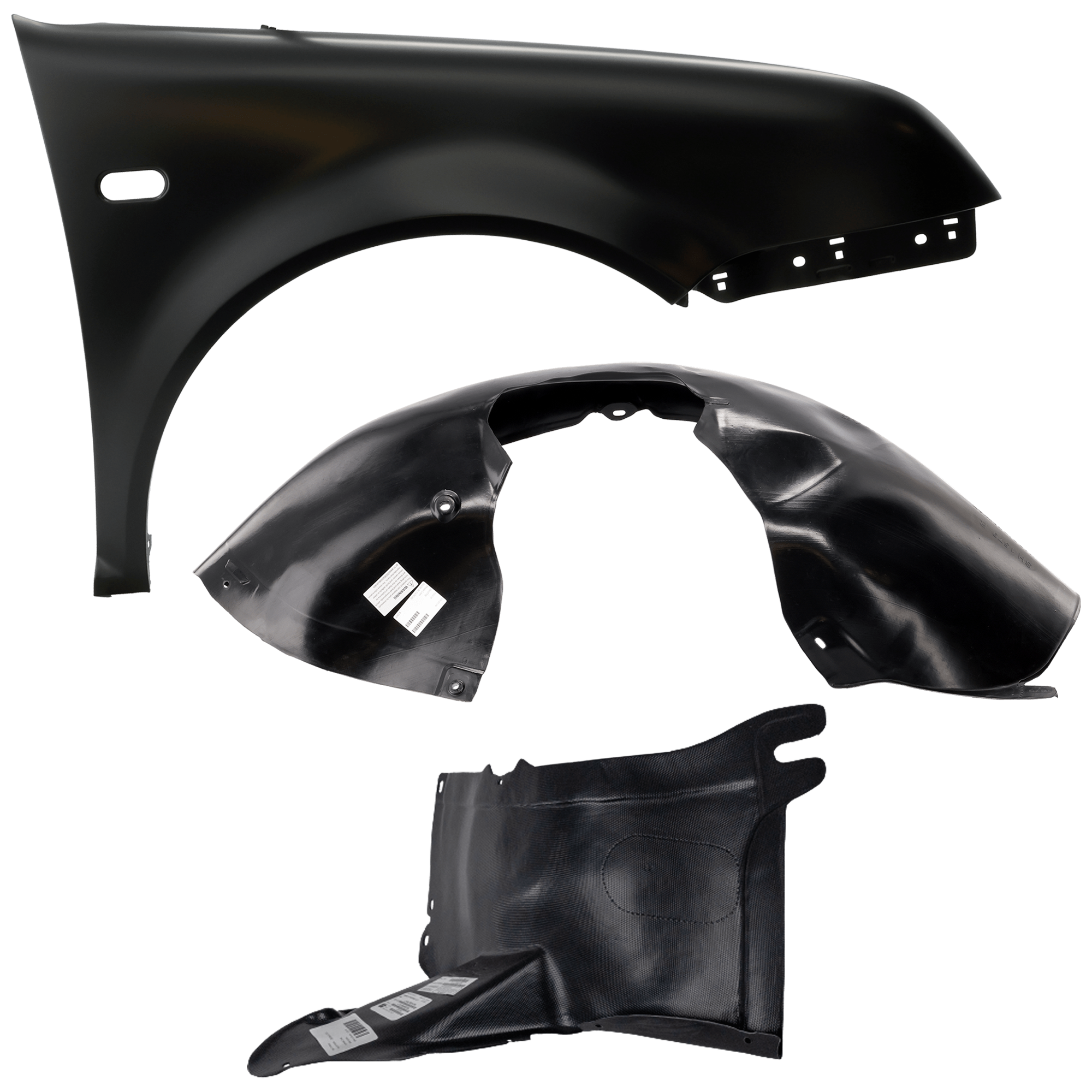 AM JETTA 05-05 FRONT FENDER RH 3 pc Kit Primed with Fender Liners SKU KIT 050926 AE1112 Partslink VW1241129 VW1241130 VW1251107 VW1251108 OEM 1J5821022-1K0805912E 1K0805912