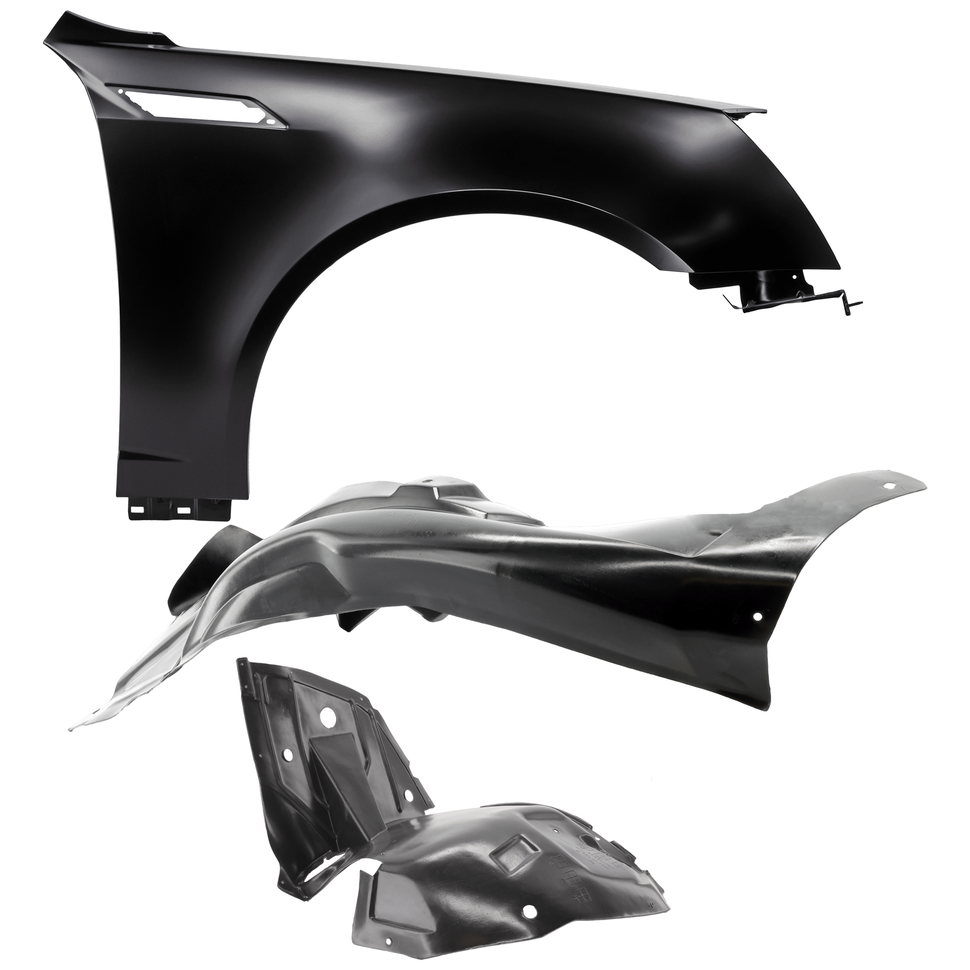 AM CTS 09-15 FRONT FENDER RH 3 pc Kit Primed with Fender Liners SKU KIT 050926 AE1117 Partslink GM1241353 GM1249229 GM1249199 OEM 20851341-25796004-20851000