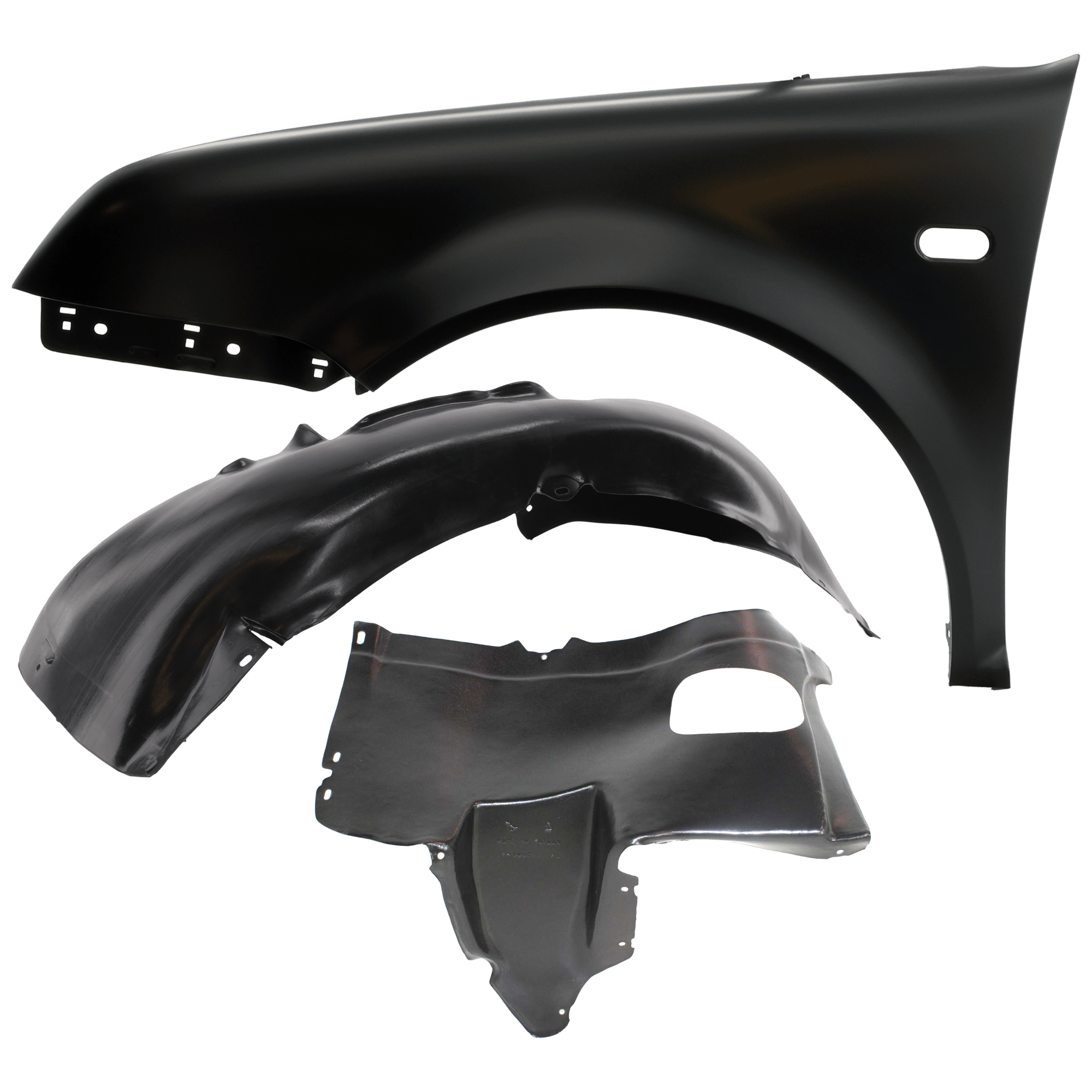 AM JETTA 05-05 FRONT FENDER LH 3 pc Kit Primed with Fender Liners SKU KIT 050926 AE1120 Partslink VW1240129 VW1240130 VW1250110 VW1250109 OEM 1J5821021-1K0805911J 1K5805977