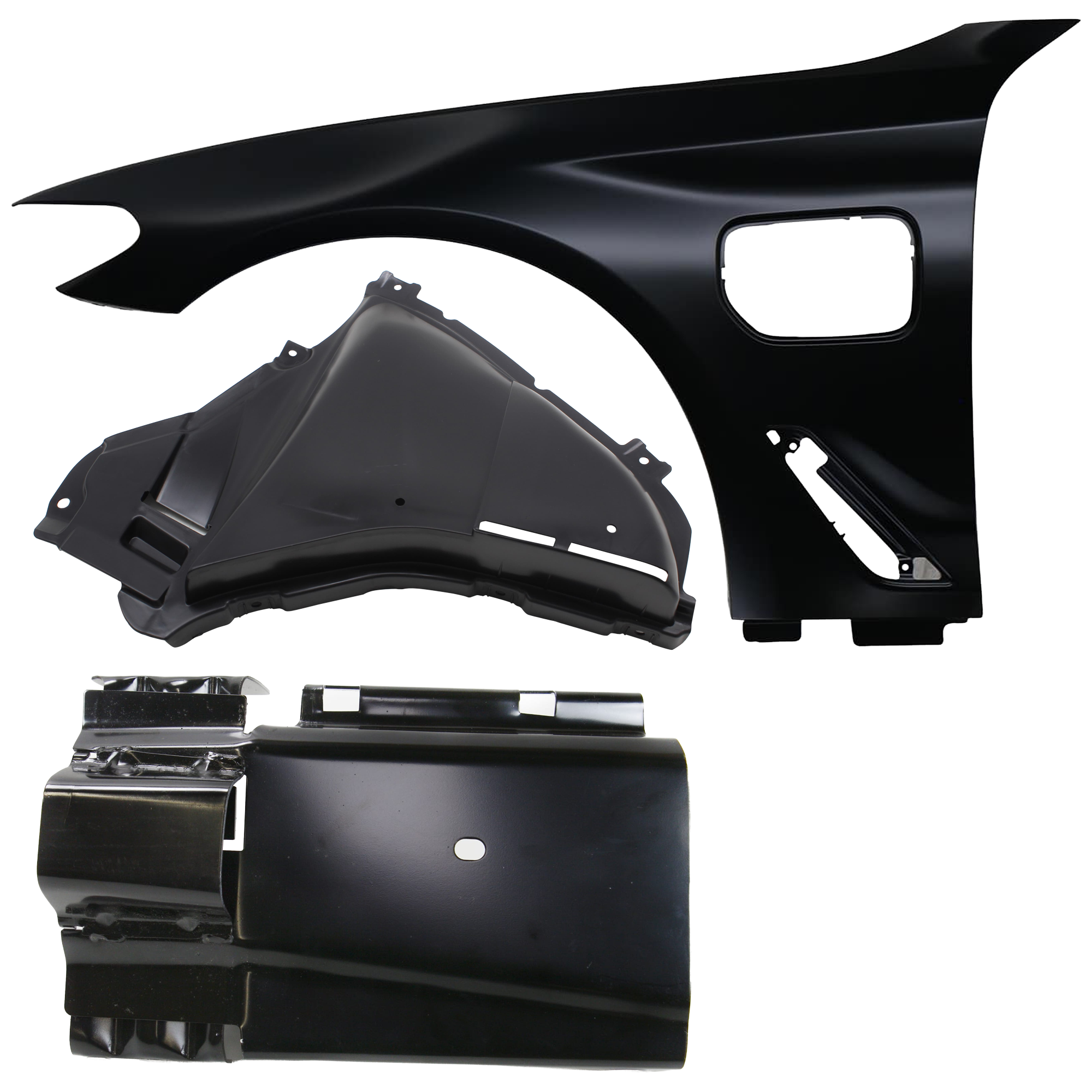 AM 530E 530E XDRIVE 18-20 FRONT FENDER LH 3 pc Kit Primed with Fender Liners SKU KIT 050926 AE1134 Partslink BM1240182 BM1248158 BM1250133 OEM 41007443689-51717340795-517180
