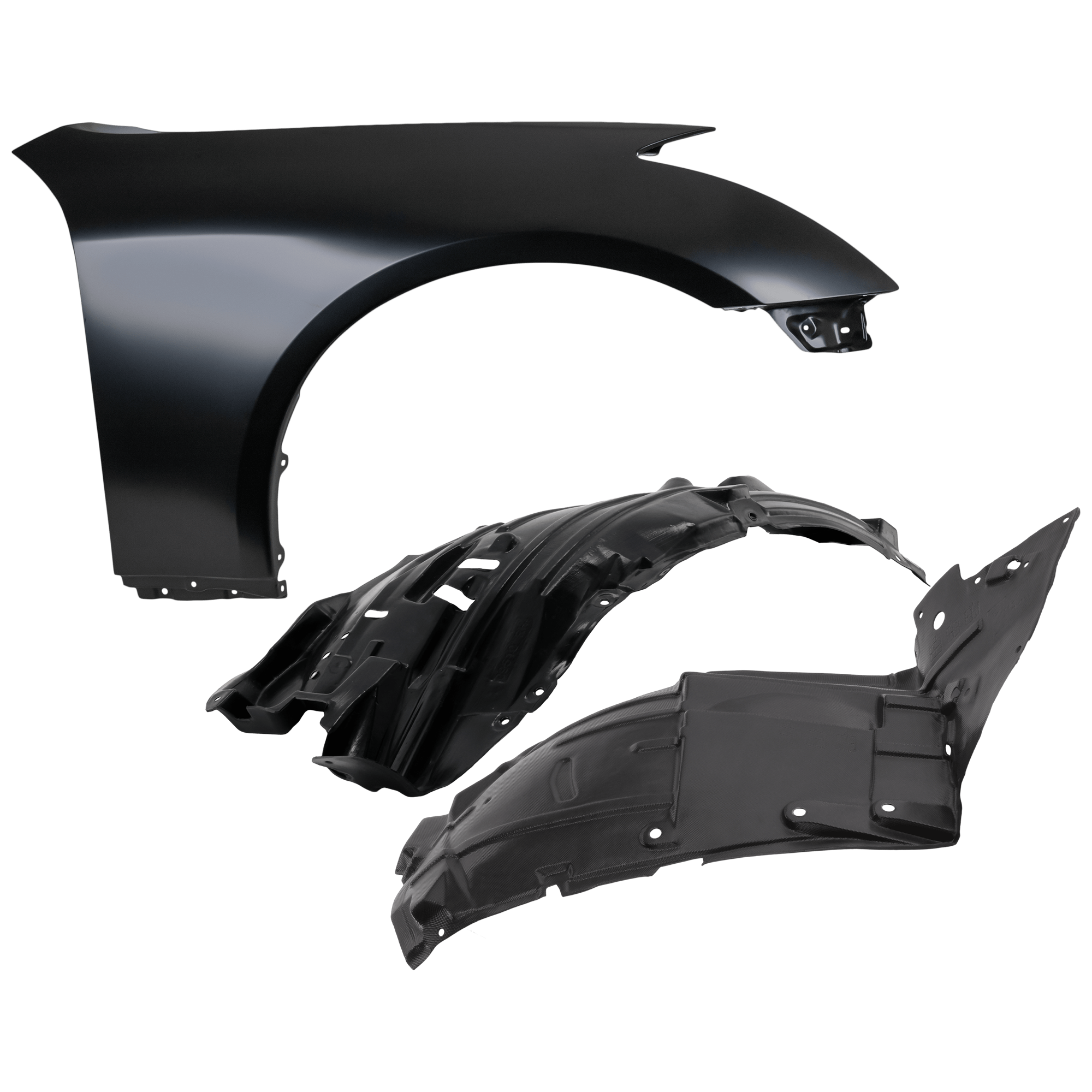 AM G35-03-07 FRONT FENDER RH 3 pc Kit Primed with Fender Liners SKU KIT 050926 AE1145 Partslink IN1241108 IN1251105 IN1251106 OEM 63100AM830-63842AM800-63844AM8