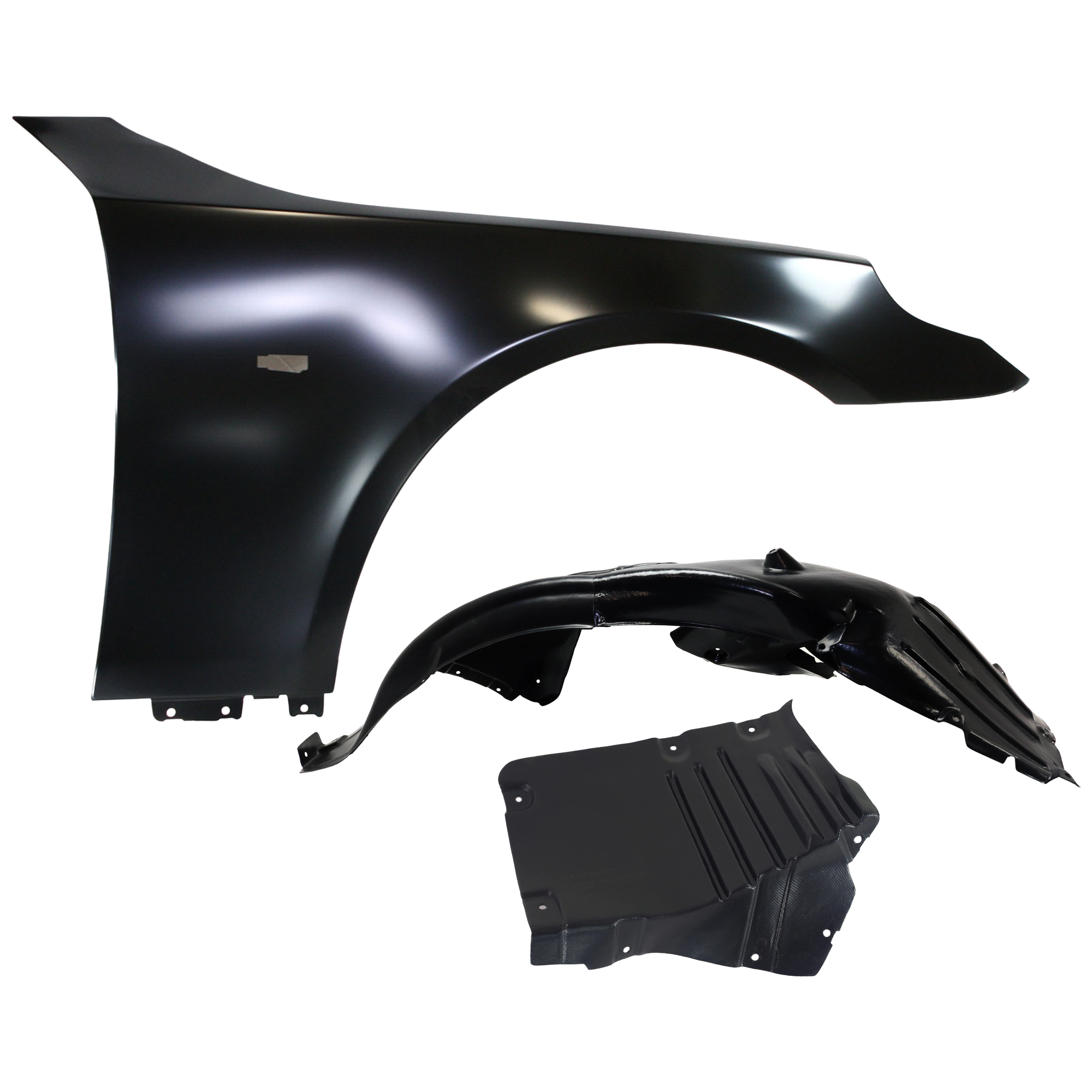 AM 550I 08-10 FRONT FENDER RH 3 pc Kit Primed with Fender Liners SKU KIT 050926 AE1175 Partslink BM1241130 BM1251129 OEM 41357111430-51717050538-517171
