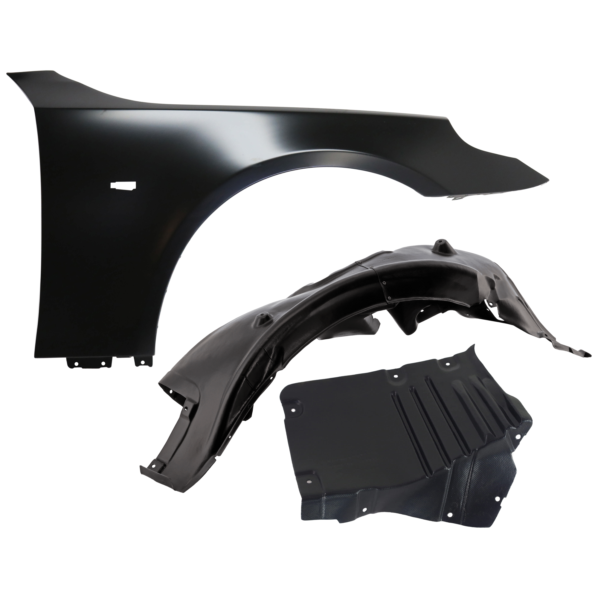 AM 550I 08-10 FRONT FENDER RH 3 pc Kit Primed with Fender Liners SKU KIT 050926 AE1180 Partslink BM1241141 BM1251129 BM1249143 OEM 41357111430 PFM 51717050538-51