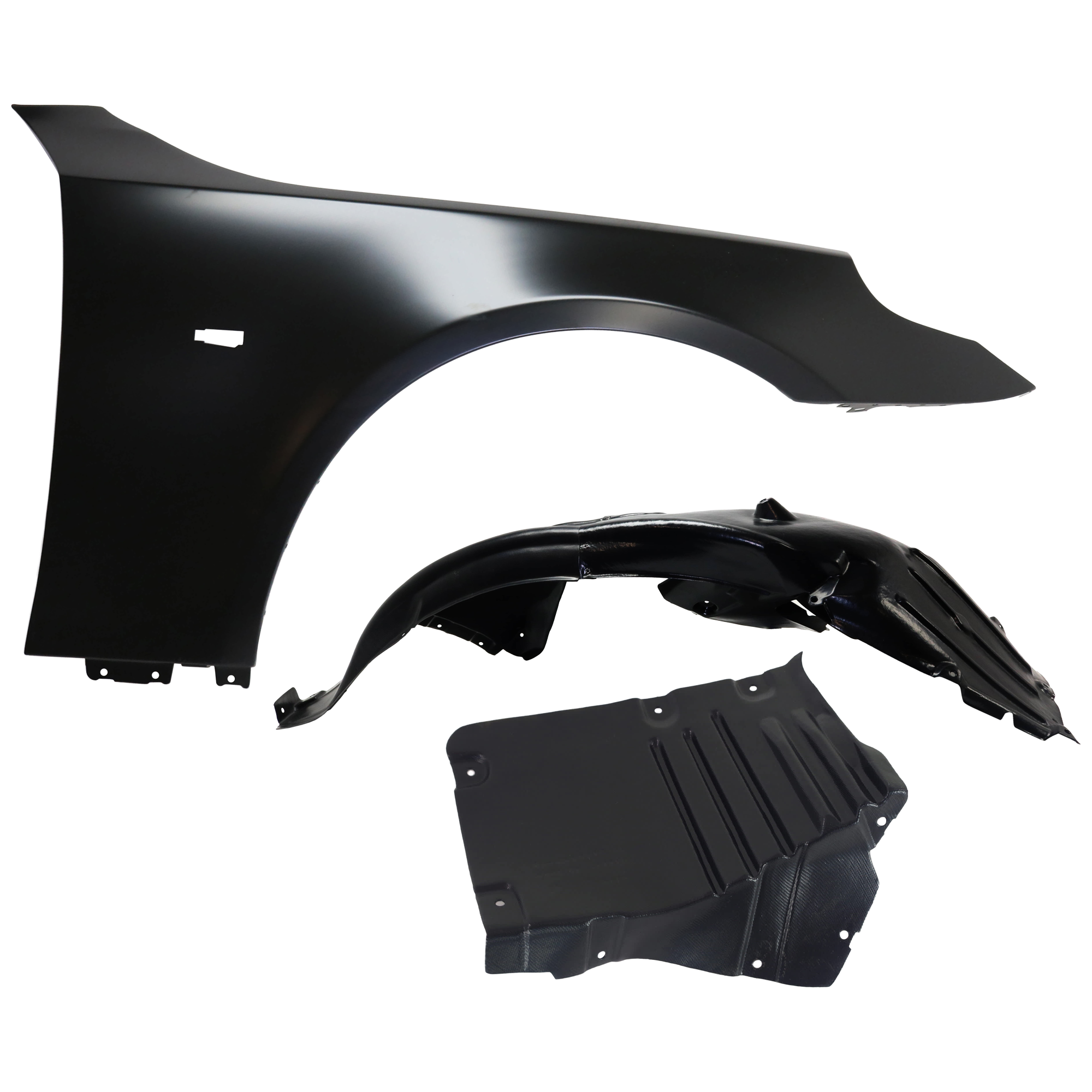 AM 550I 08-10 FRONT FENDER RH 3 pc Kit Primed with Fender Liners SKU KIT 050926 AE1181 Partslink BM1241141 BM1251129 OEM 41357111430 PFM 51717050538-51