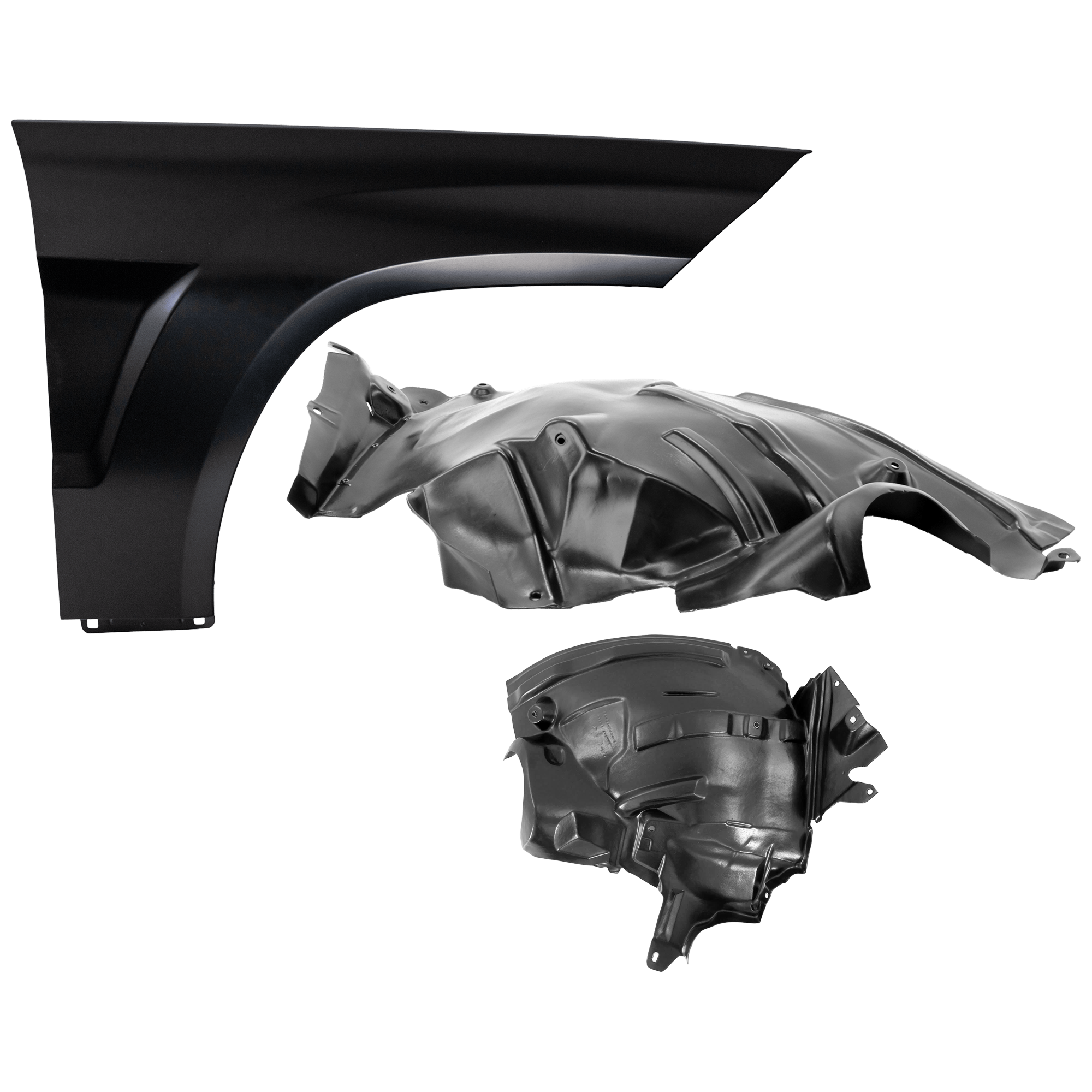 AM GLK350-10-10 FRONT FENDER RH 3 pc Kit Primed with Fender Liners SKU KIT 050926 AE1185 Partslink MB1241139 MB1249164 MB1249165 OEM 2048801018-2046908630-20469018