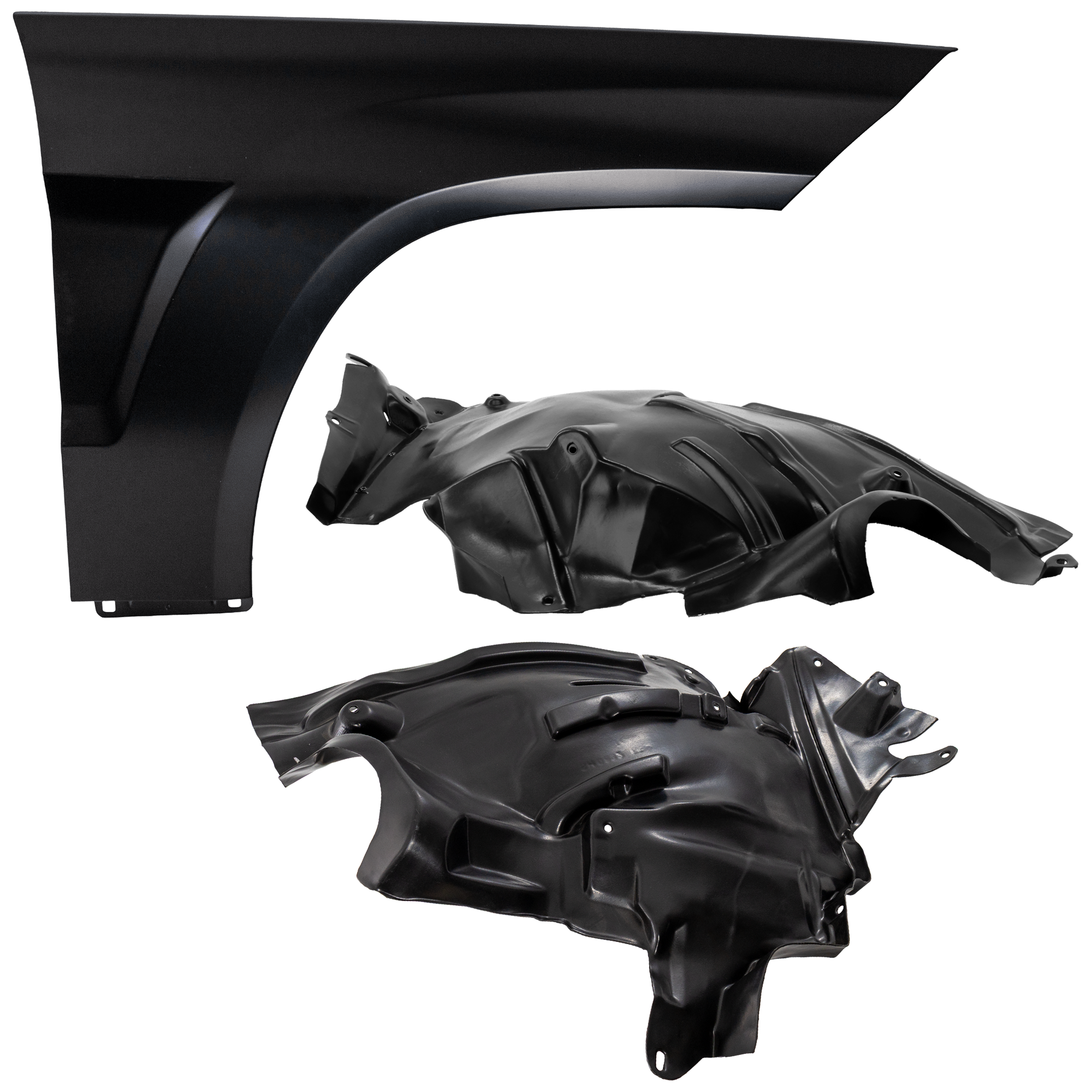 AM GLK350-10-10 FRONT FENDER RH 3 pc Kit Primed with Fender Liners SKU KIT 050926 AE1200 Partslink MB1241139 MB1249165 OEM 2048801018-2046901230-20469018
