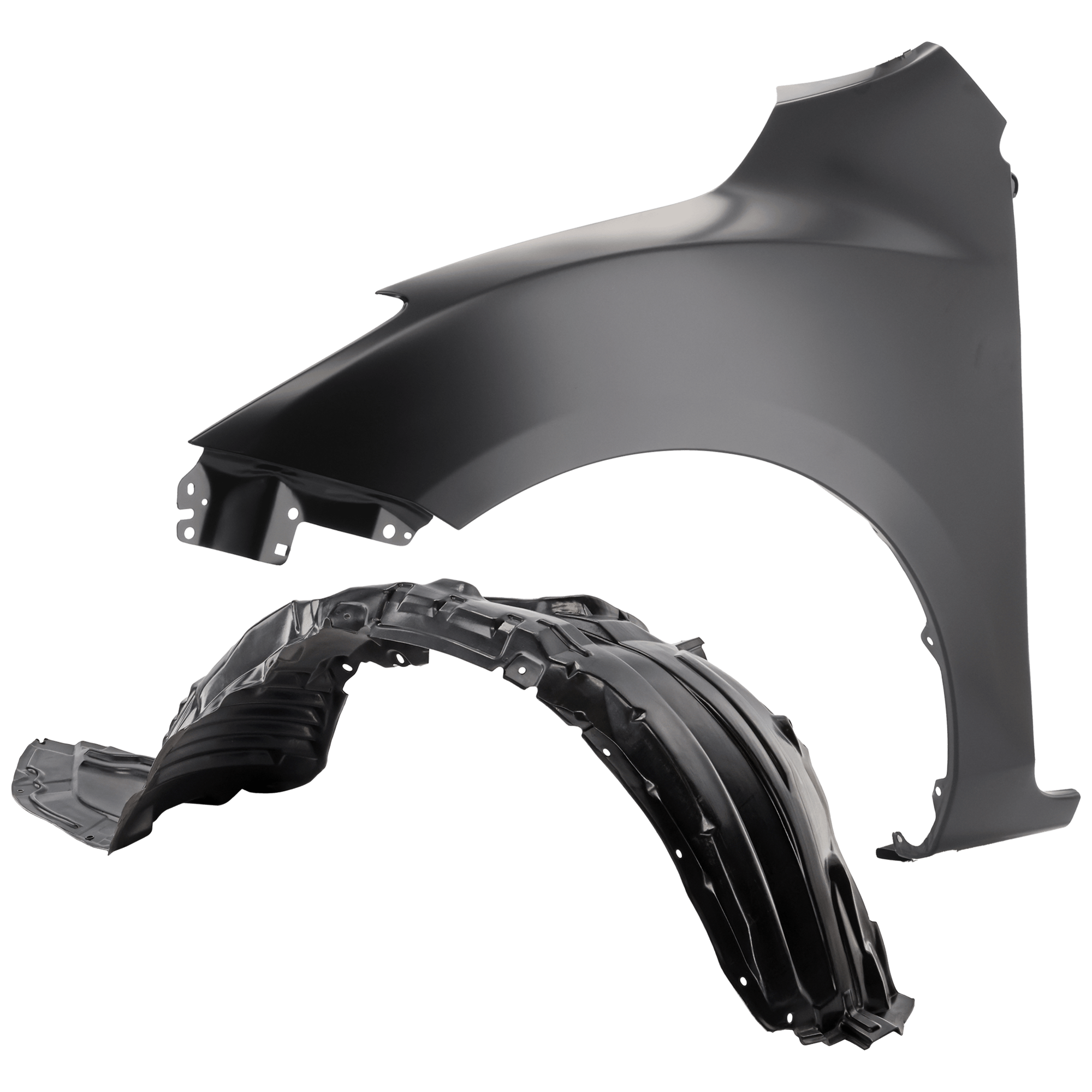 AM MAZDA 3-10-13 FRONT FENDER LH 2 pc Kit Primed with Fender Liner SKU KIT 050926 AE1209 Partslink MA1240163 MA1248139 OEM BBM452211B BFD156140
