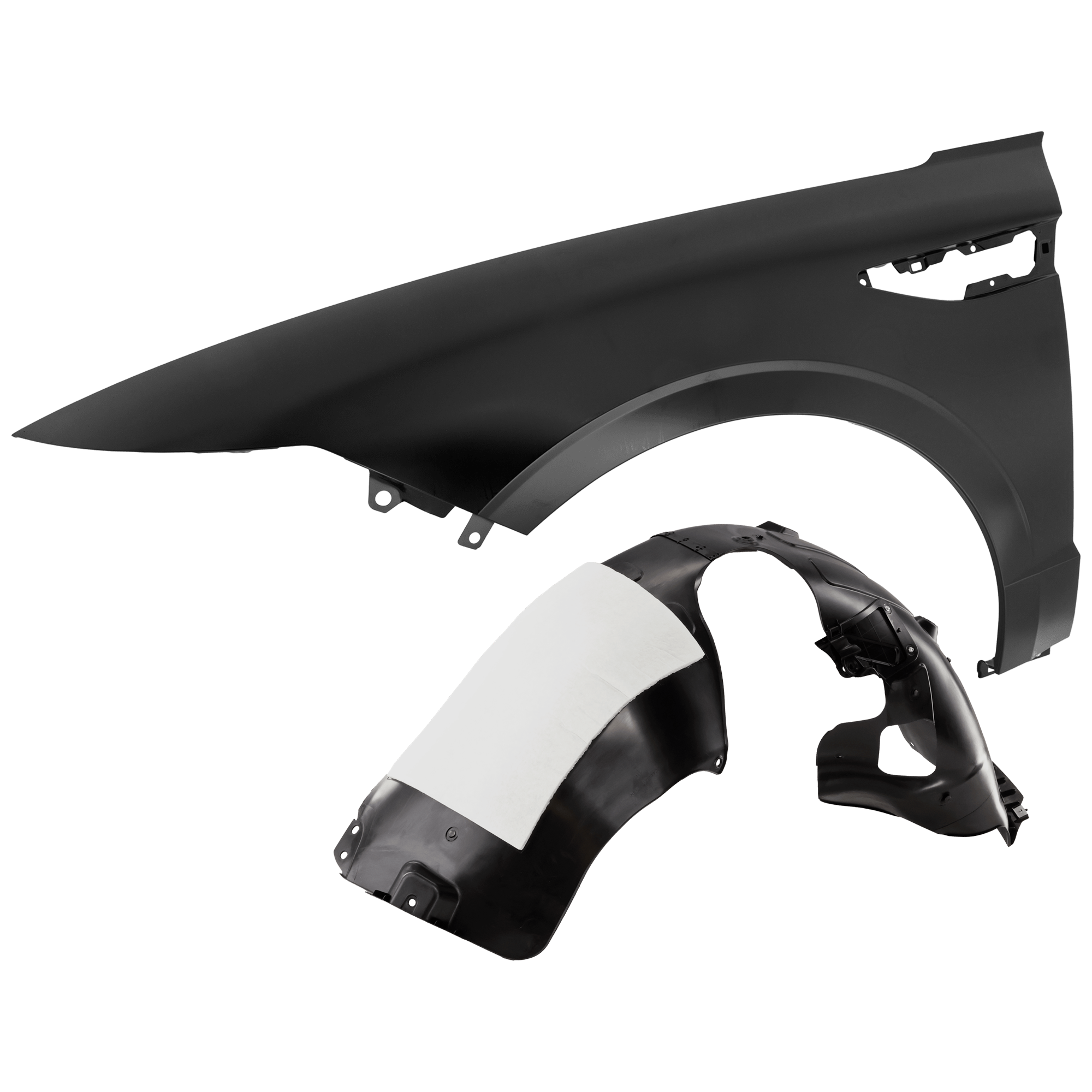 AM SONATA 24-25 FRONT FENDER LH 2 pc Kit Natural with Fender Liner SKU KIT 050926 AE1218 Partslink HY1240189 HY1248200 OEM 66310L1500-86811L1600