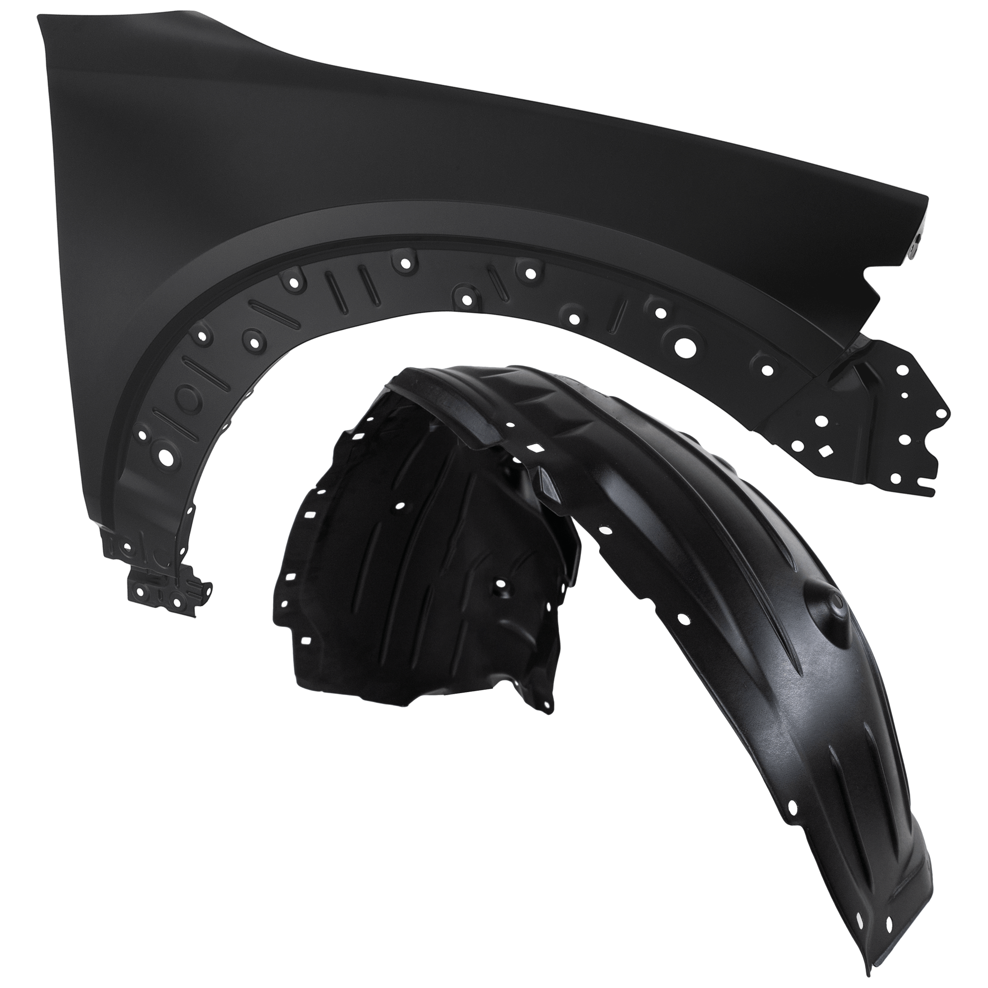 AM CX 30-20-25 FRONT FENDER RH 2 pc Kit Primed with Fender Liner SKU KIT 050926 AE1243 Partslink MA1241183 MA1249155 OEM DGY952100 DFR556130