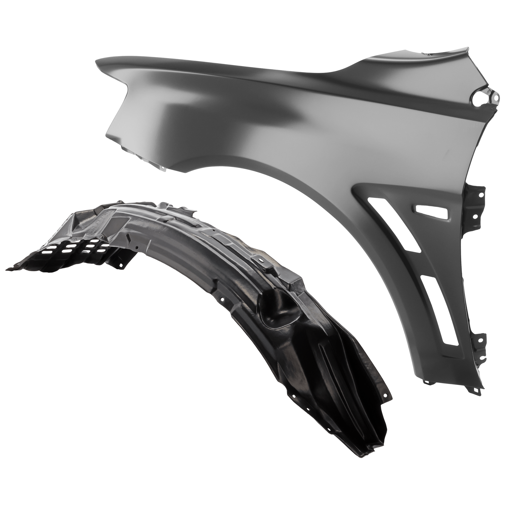 AM LANCER 08-15 FRONT FENDER LH 2 pc Kit Primed with Fender Liner SKU KIT 050926 AE1261 Partslink MI1240176 MI1248123 OEM 5220C877 PFM 5370A385