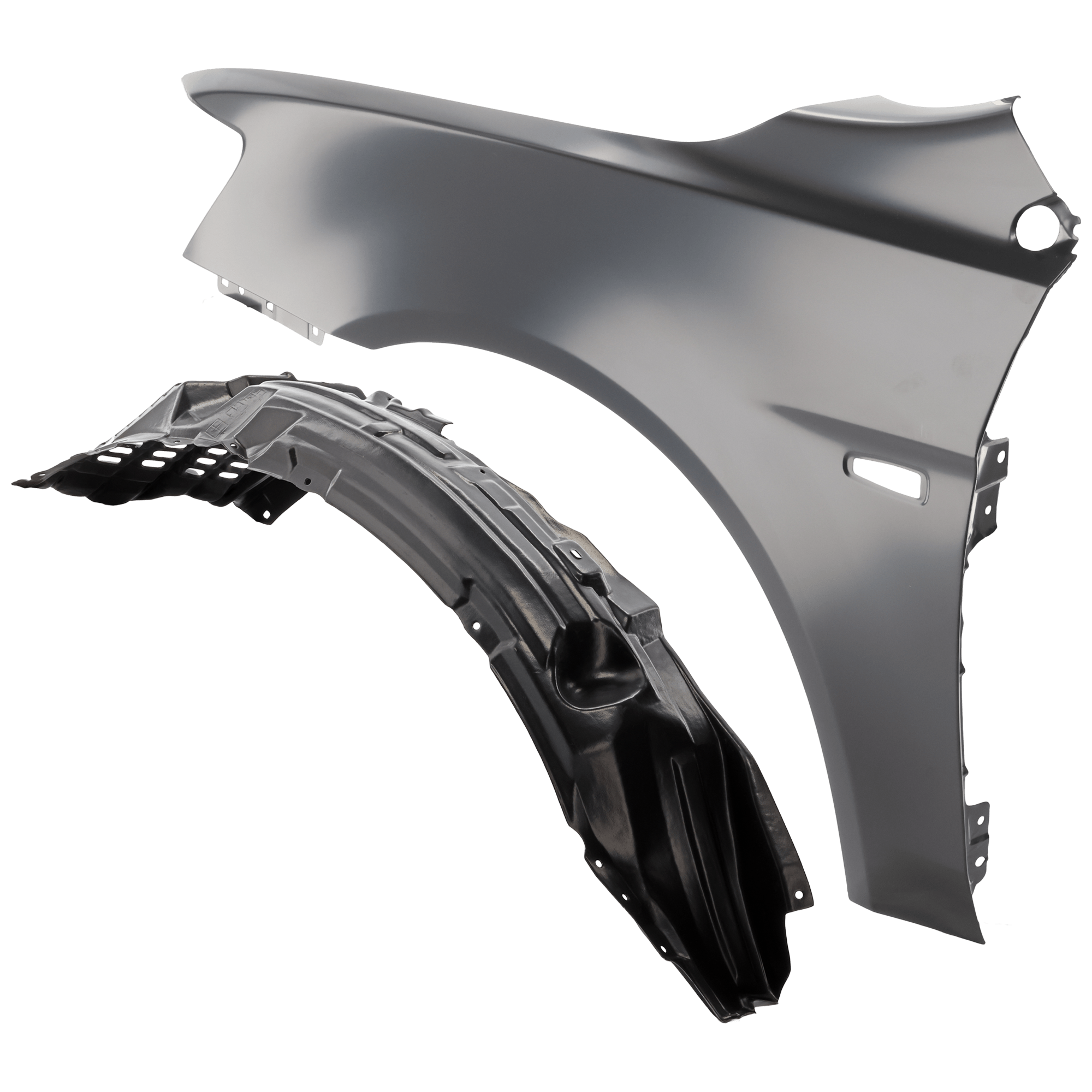 AM LANCER 08-12 FRONT FENDER LH 2 pc Kit Primed with Fender Liner SKU KIT 050926 AE1262 Partslink MI1240170 MI1248123 OEM 5220C527-5370A385