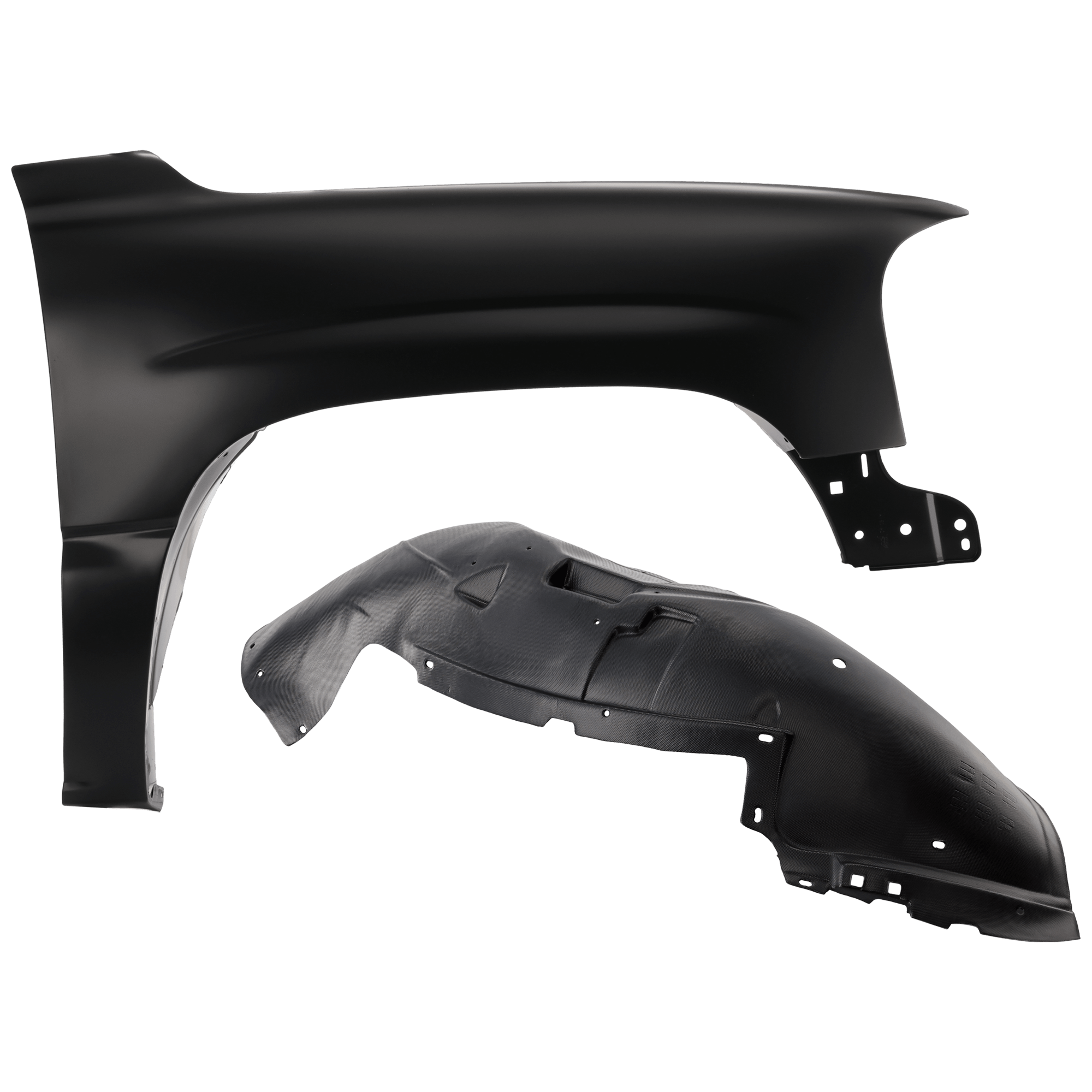 AM SIERRA 2500 HD SIERRA 3500-01-06 FRONT FENDER RH 2 pc Kit Primed with Fender Liner SKU KIT 050926 AE1290 Partslink GM1241281 GM1249165 OEM 88944418-15268589