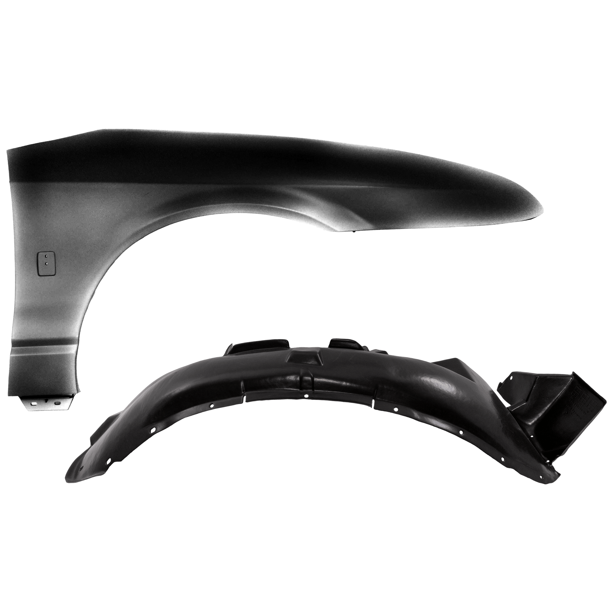 AM SL SL1 SL2-00-02 FRONT FENDER RH 2 pc Kit Primed with Fender Liner SKU KIT 050926 AE1293 Partslink GM1241276 GM1249151 OEM 21112216-21111960