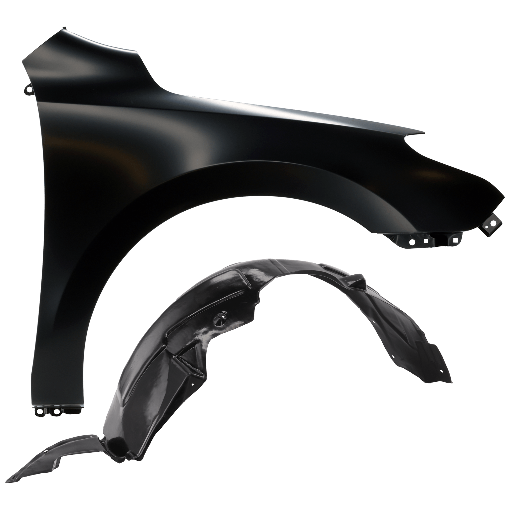 AM ELANTRA 09-12 FRONT FENDER RH 2 pc Kit Primed with Fender Liner SKU KIT 050926 AE1304 Partslink HY1241145 HY1249118 OEM 663212L010-868122L000