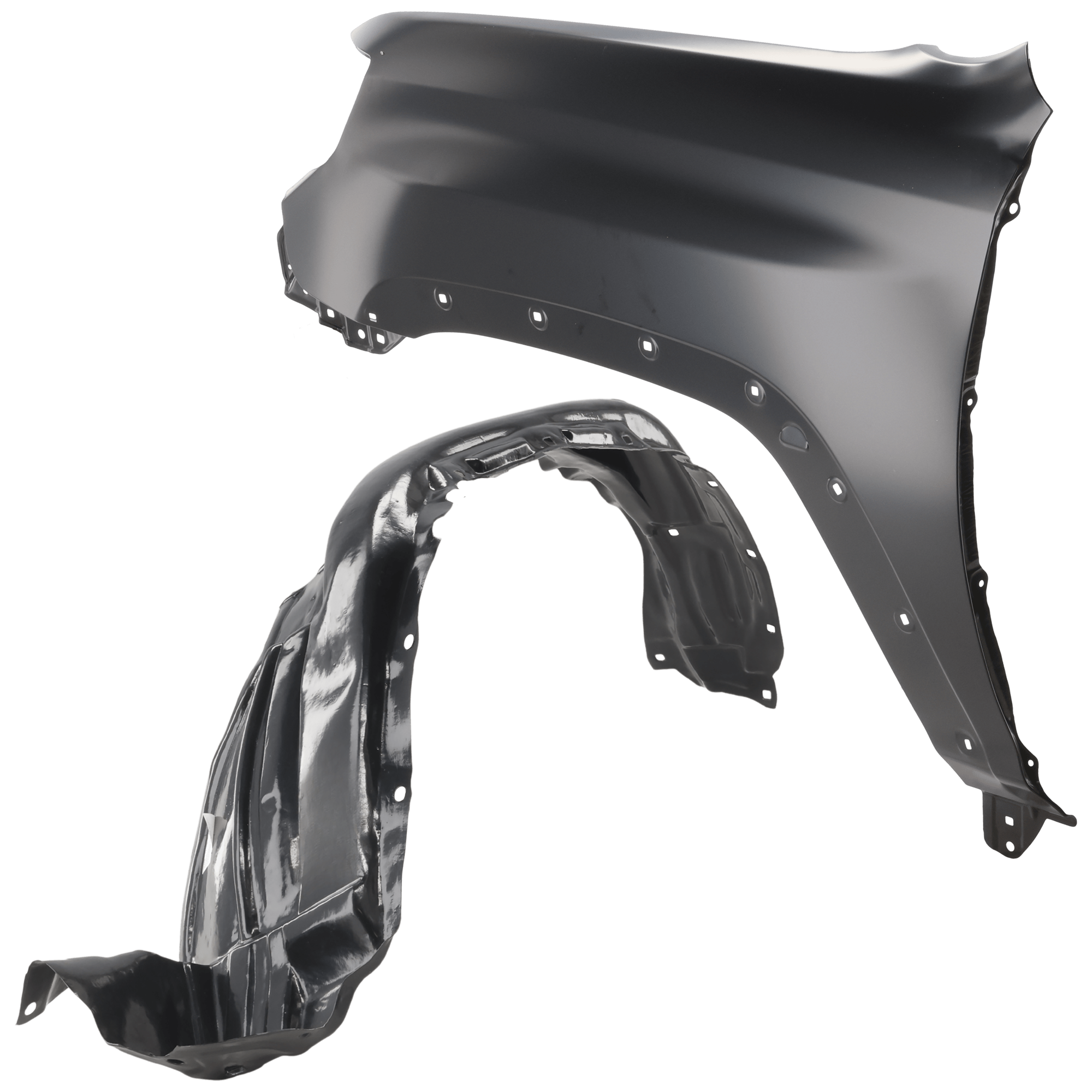 AM 4RUNNER 14-24 FRONT FENDER LH 2 pc Kit Primed with Fender Liner SKU KIT 050926 AE1308 Partslink TO1240233 TO1248202 OEM 5381235510-5380635030