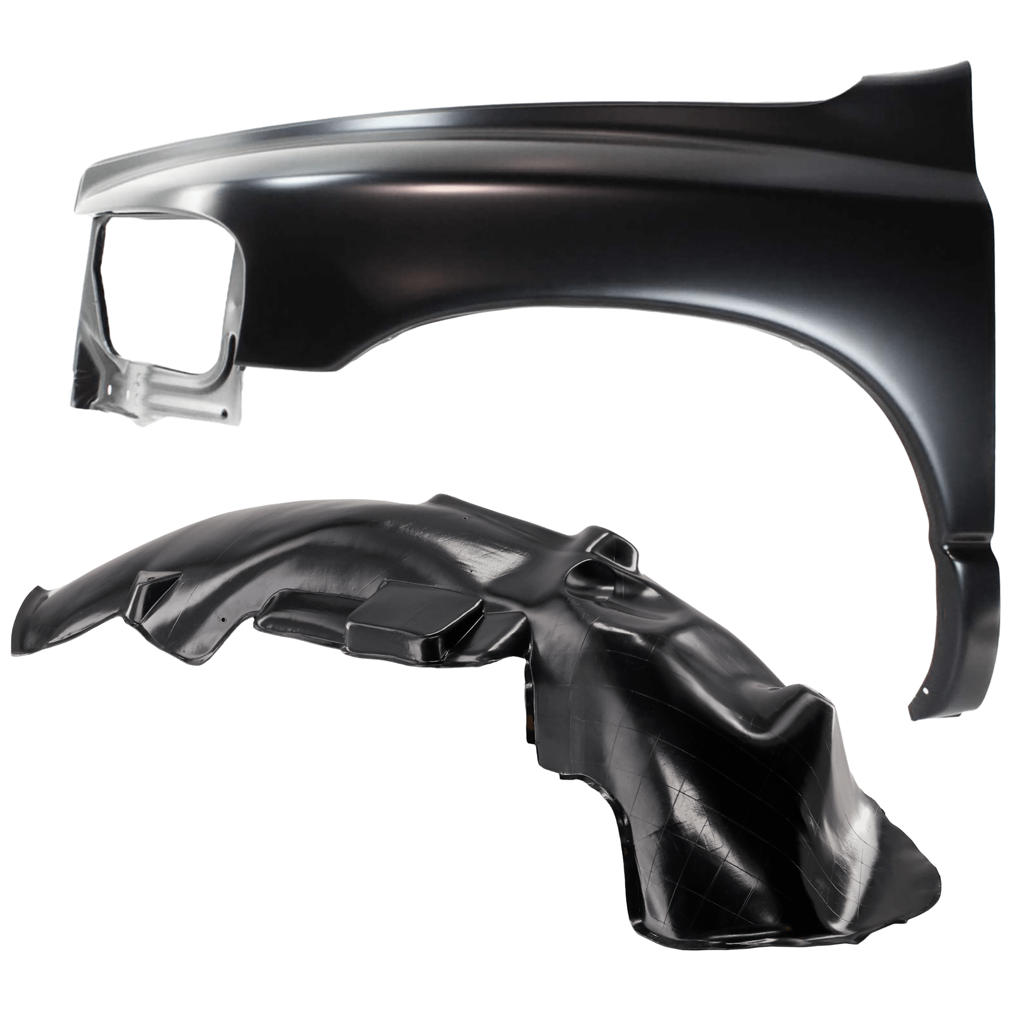 AM RAM 1500-02-05 FRONT FENDER LH 2 pc Kit Primed with Fender Liner SKU KIT 050926 AE1313 Partslink CH1240232 CH1248125 OEM 55276209AD 55276971AA 55275835