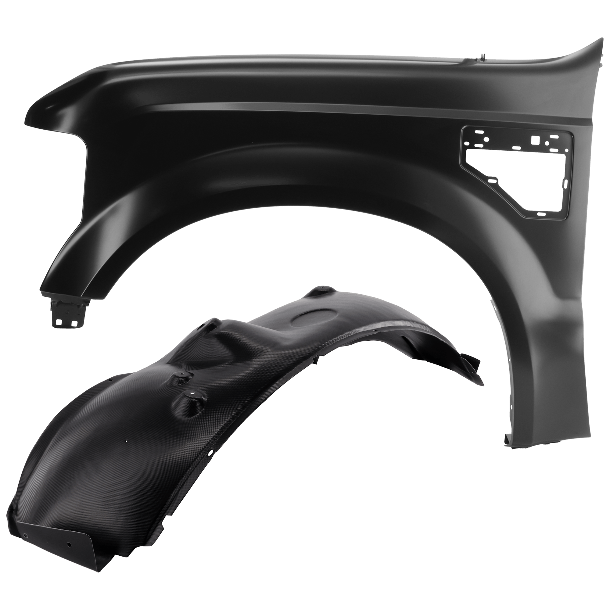 AM F 250 SUPER DUTY F 350 SUPER DUTY 08-10 FRONT FENDER LH 2 pc Kit Primed with Fender Liner SKU KIT 050926 AE1314 Partslink FO1240259 FO1248135 OEM 7C3Z16006A 8C3Z16055C