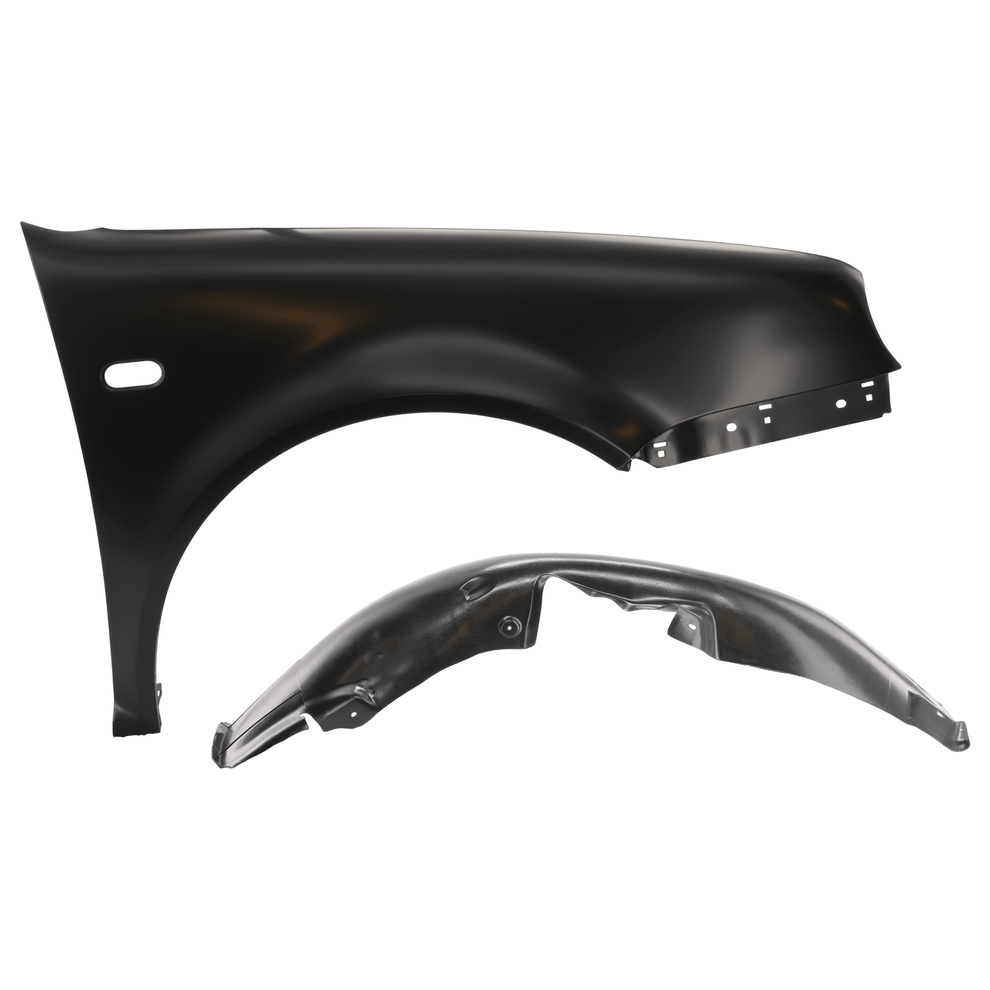 AM GOLF 99-06 FRONT FENDER RH 2 pc Kit Primed with Fender Liner SKU KIT 050926 AE1328 Partslink VW1241126 VW1249103 OEM 1J0821022-1J0809962B 1JM809958
