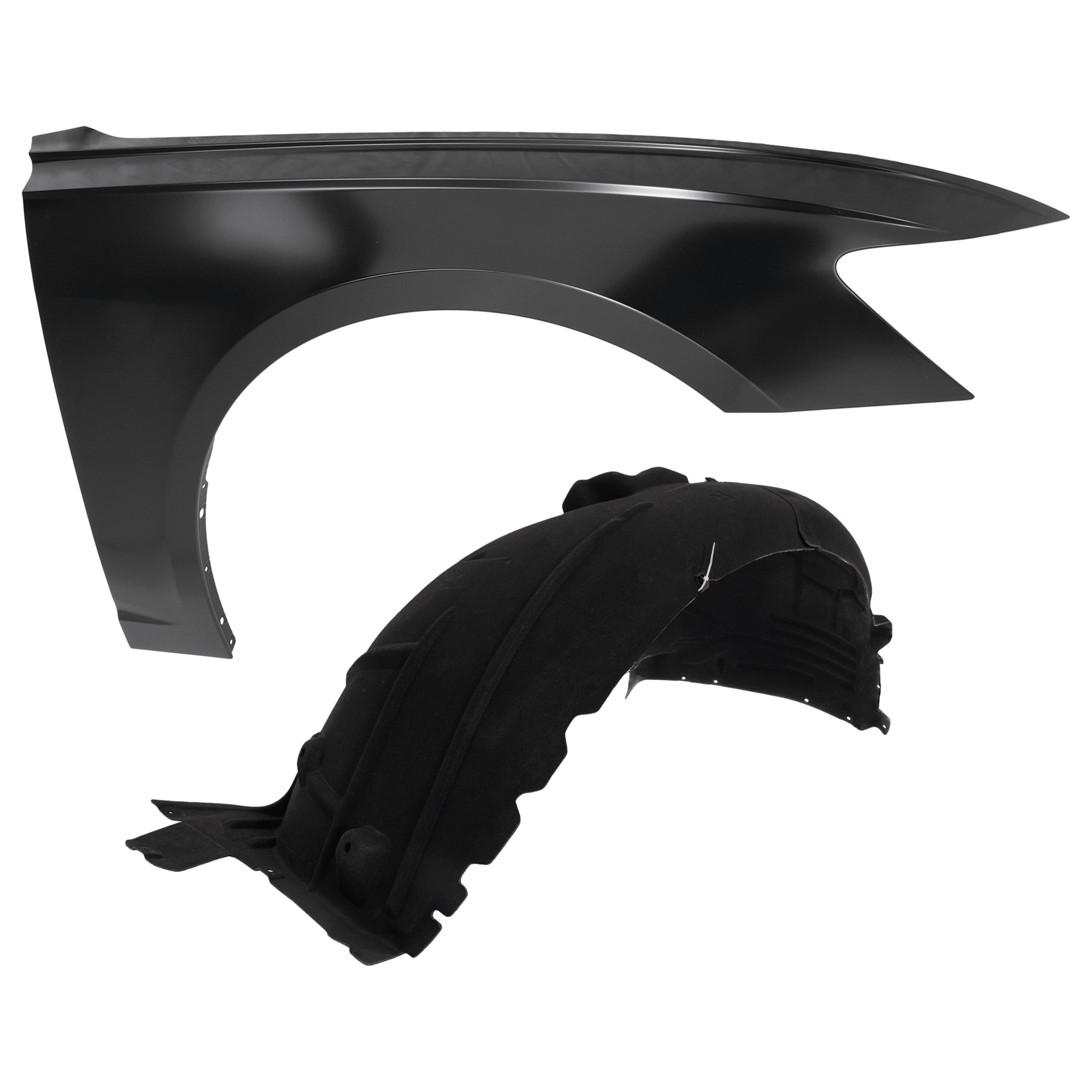 AM A6 QUATTRO 19-23 FRONT FENDER RH 2 pc Kit Primed with Fender Liner SKU KIT 050926 AE1333 Partslink AU1241143 AU1249150 OEM 4K0821106B 4K0821172Q